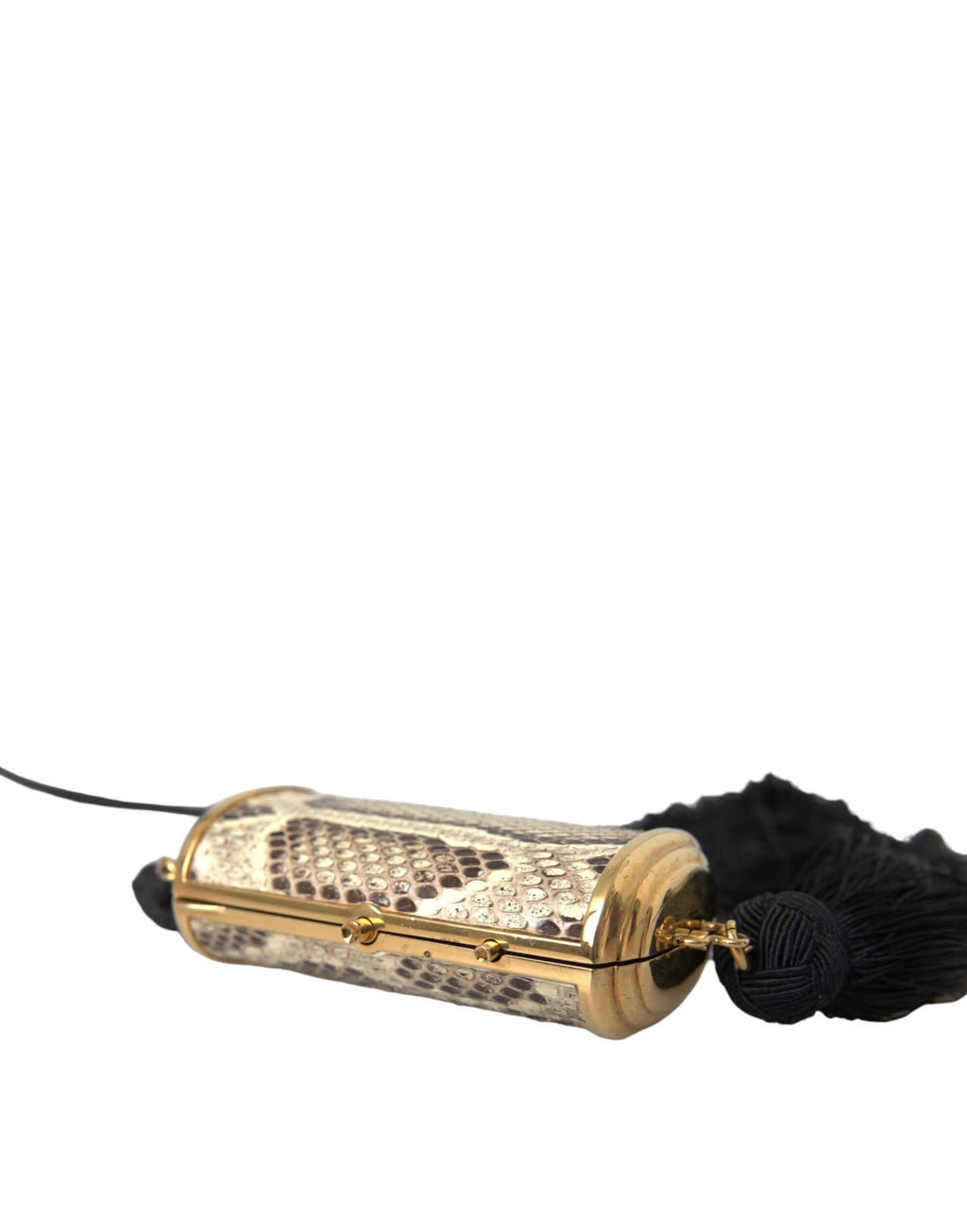 Dolce & Gabbana Beige Exotic Leather Mini Mirror Tassel Make Up Holder Bag - Lusso Punto