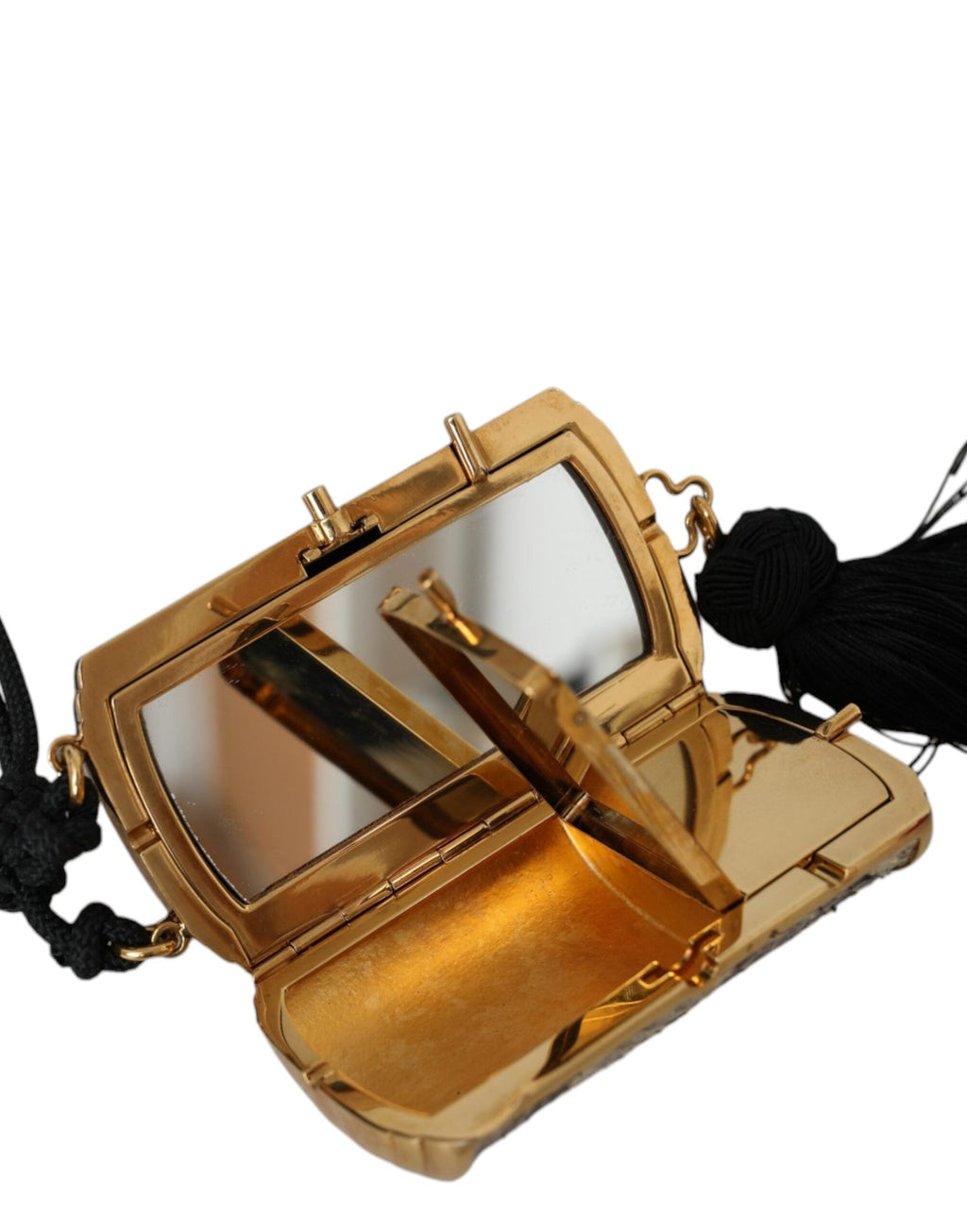 Dolce & Gabbana Beige Exotic Leather Mini Mirror Tassel Make Up Holder Bag - Lusso Punto