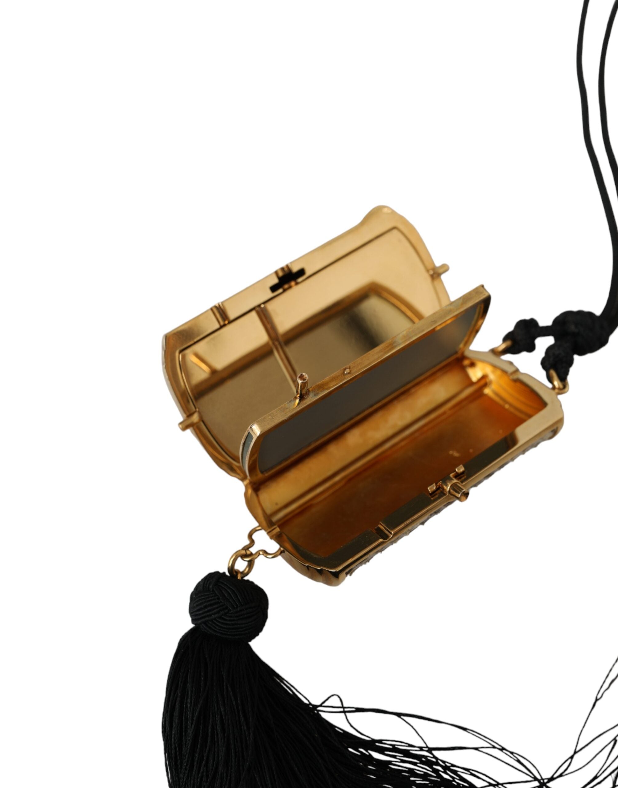 Dolce & Gabbana Beige Exotic Leather Mini Mirror Tassel Make Up Holder Bag - Lusso Punto