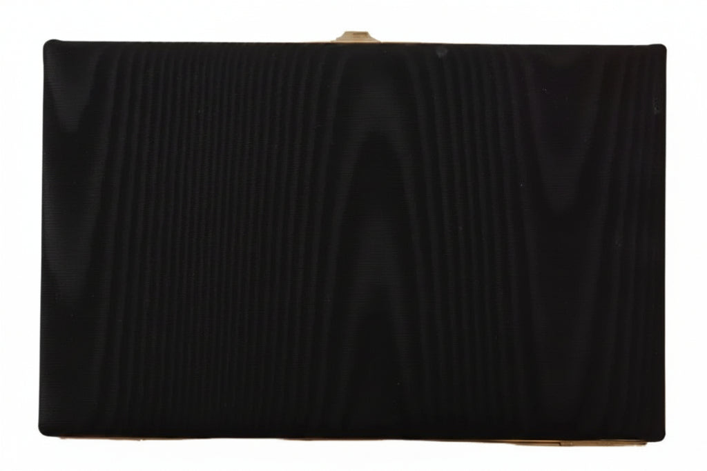 Dolce & Gabbana Black Silk Gold Frame Clutch Evening Party Purse Bag - Lusso Punto