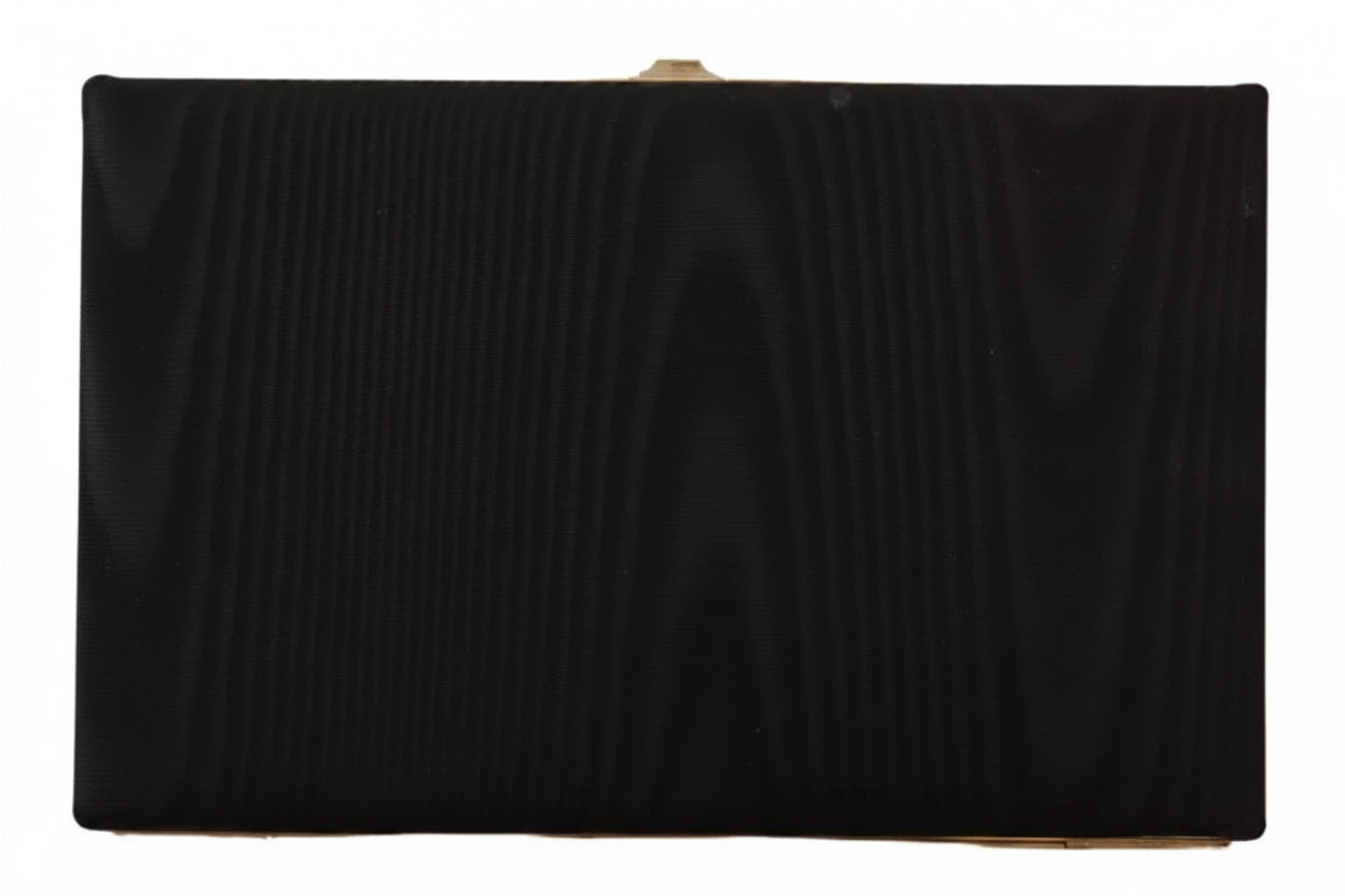 Dolce & Gabbana Black Silk Gold Frame Clutch Evening Party Purse Bag - Lusso Punto