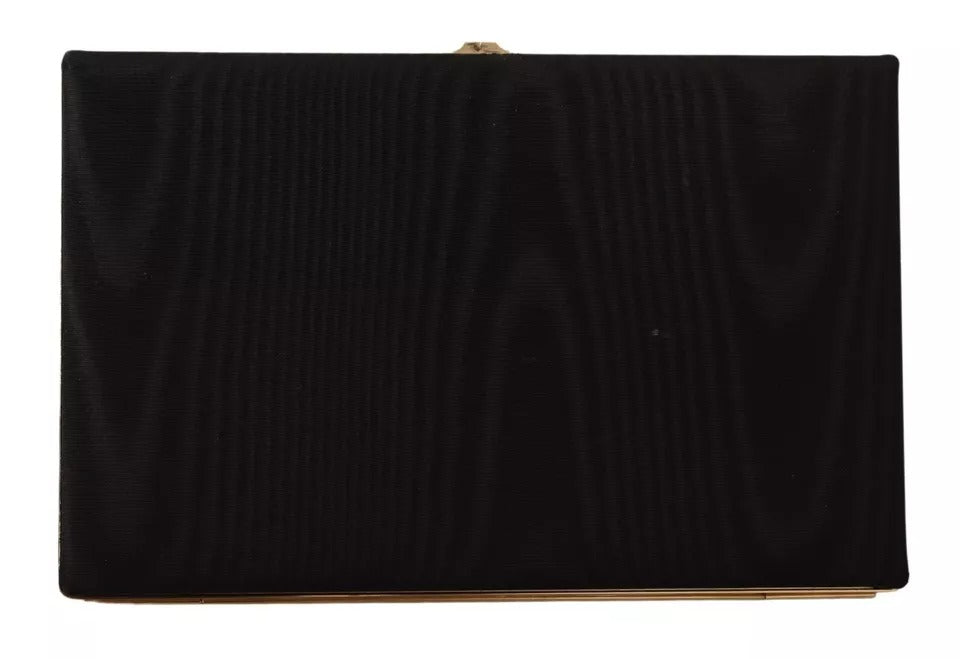Dolce & Gabbana Black Silk Gold Frame Clutch Evening Party Purse Bag - Lusso Punto