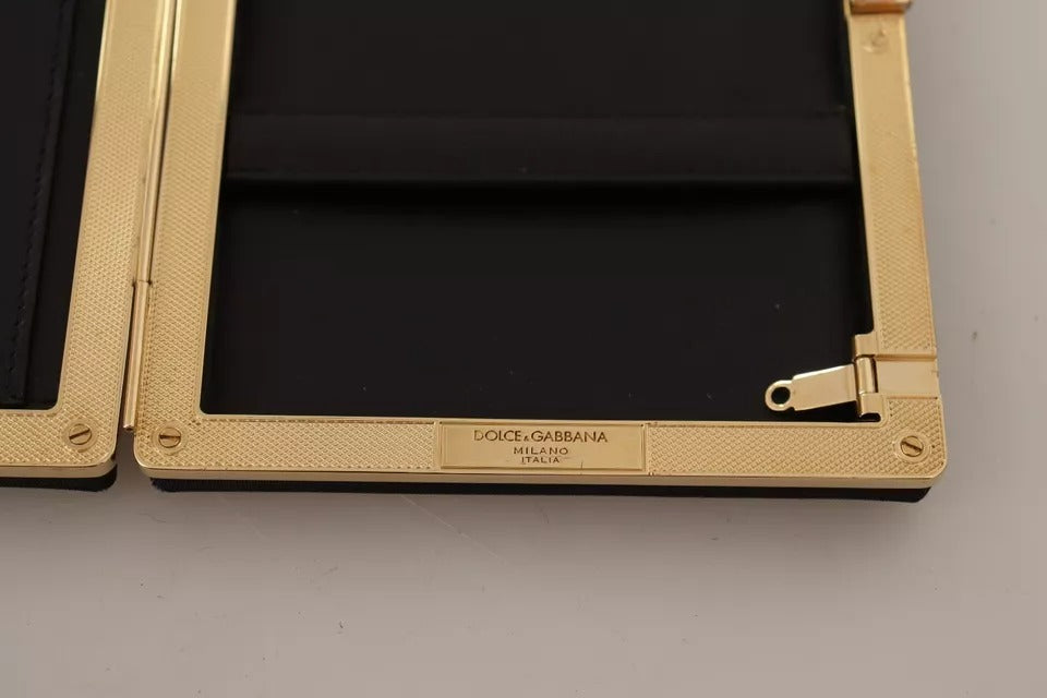 Dolce & Gabbana Black Silk Gold Frame Clutch Evening Party Purse Bag - Lusso Punto