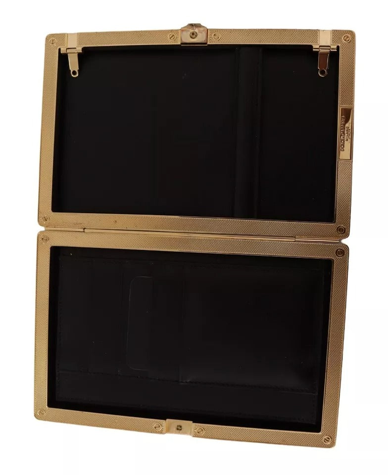 Dolce & Gabbana Black Silk Gold Frame Clutch Evening Party Purse Bag - Lusso Punto