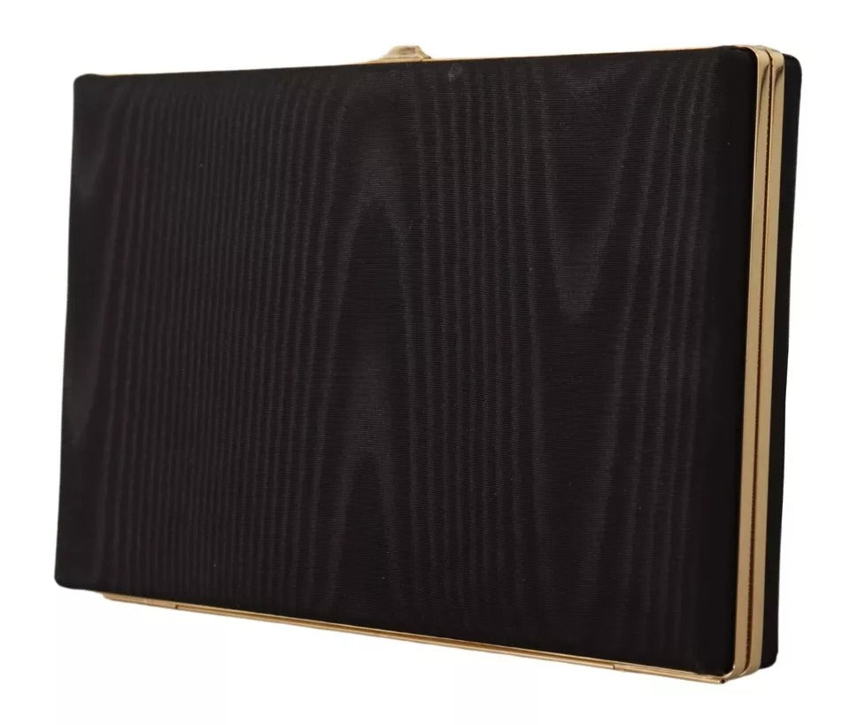 Dolce & Gabbana Black Silk Gold Frame Clutch Evening Party Purse Bag - Lusso Punto