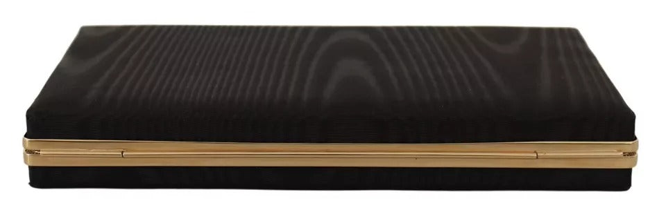 Dolce & Gabbana Black Silk Gold Frame Clutch Evening Party Purse Bag - Lusso Punto