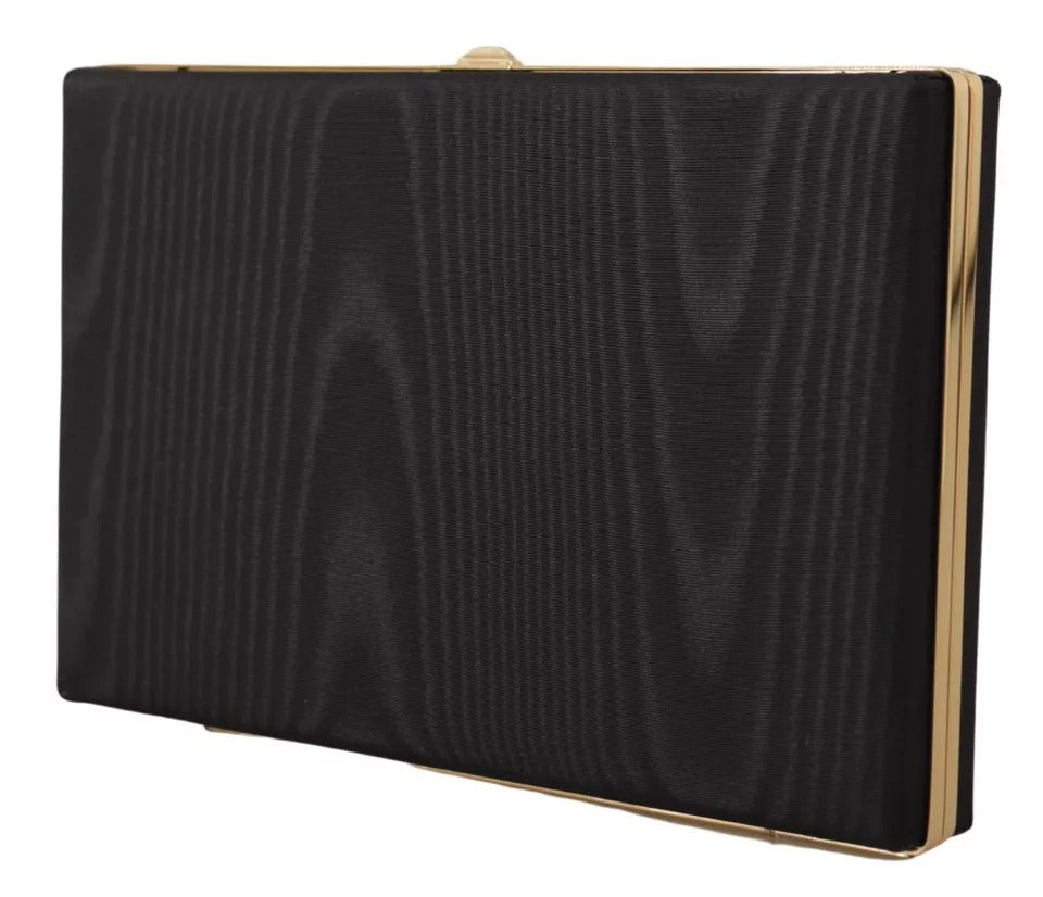 Dolce & Gabbana Black Silk Gold Frame Clutch Evening Party Purse Bag - Lusso Punto