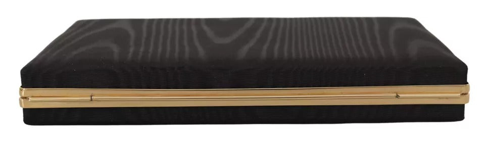 Dolce & Gabbana Black Silk Gold Frame Clutch Evening Party Purse Bag - Lusso Punto