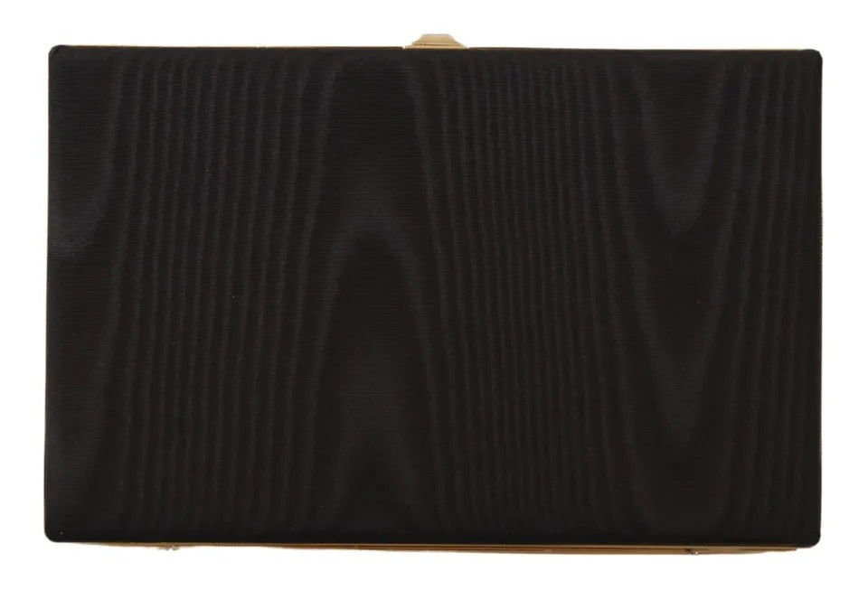 Dolce & Gabbana Black Silk Gold Frame Clutch Evening Party Purse Bag - Lusso Punto