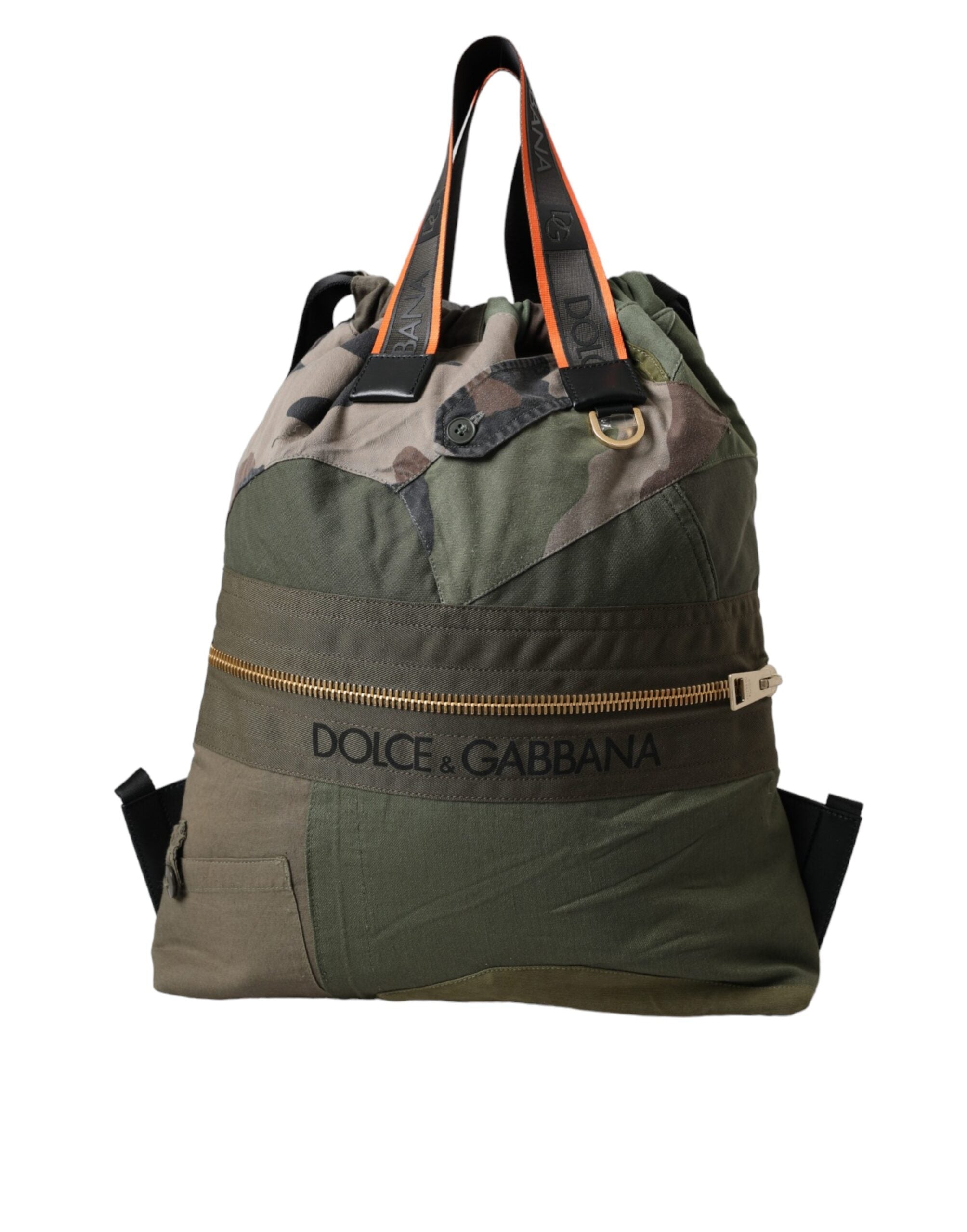 Dolce & Gabbana Military Green Patchwork Rucksack Backpack Bag - Lusso Punto