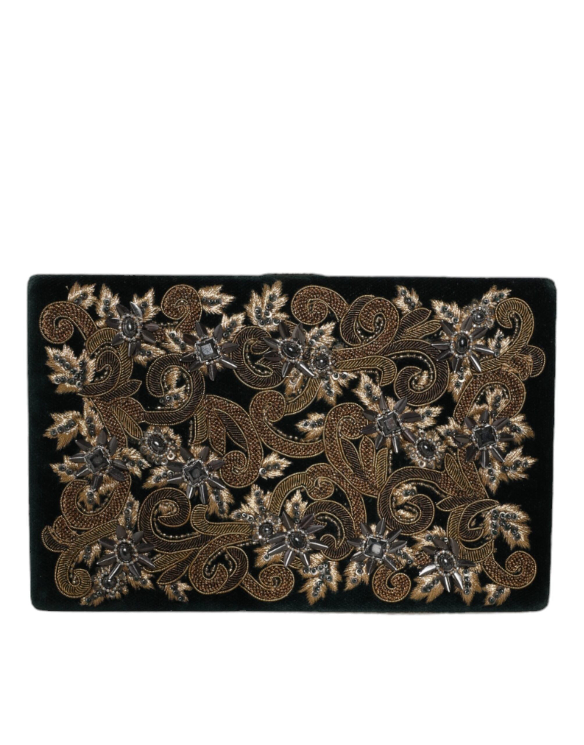 Dolce & Gabbana Black Velvet Gold Frame Clutch Evening Party Purse Bag - Lusso Punto