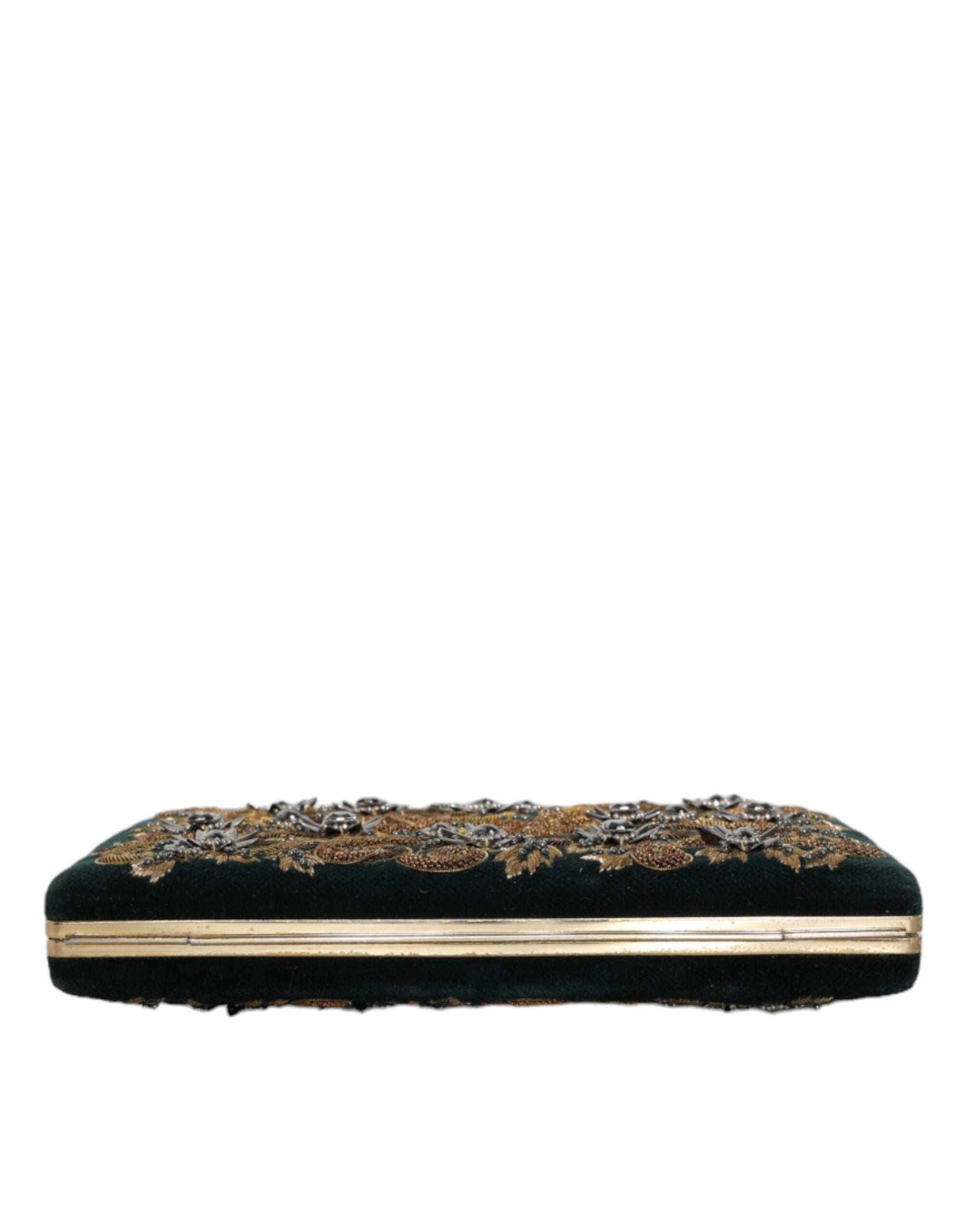 Dolce & Gabbana Black Velvet Gold Frame Clutch Evening Party Purse Bag - Lusso Punto