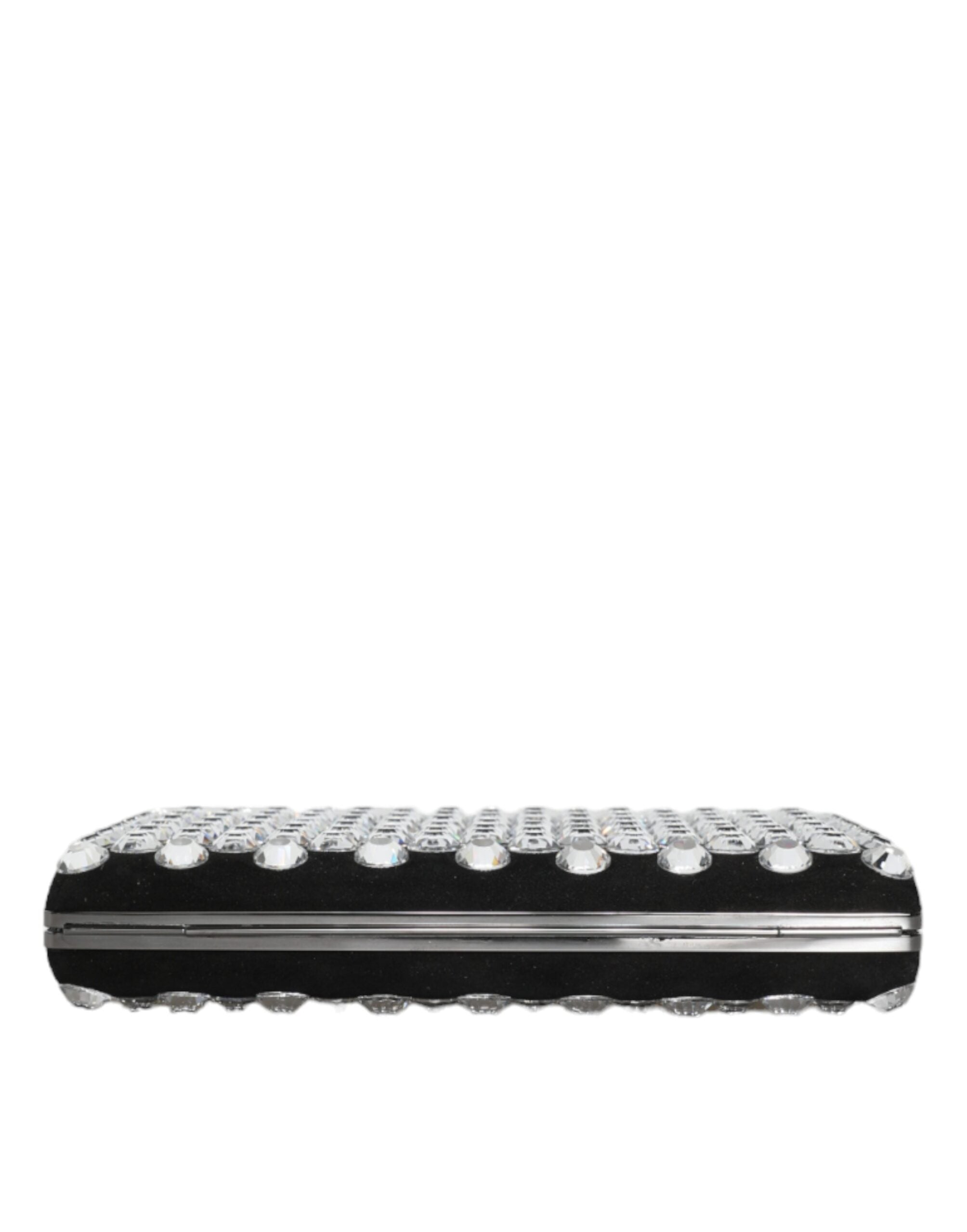 Dolce & Gabbana Black Velvet Crystal Clutch Evening Party Purse Bag - Lusso Punto