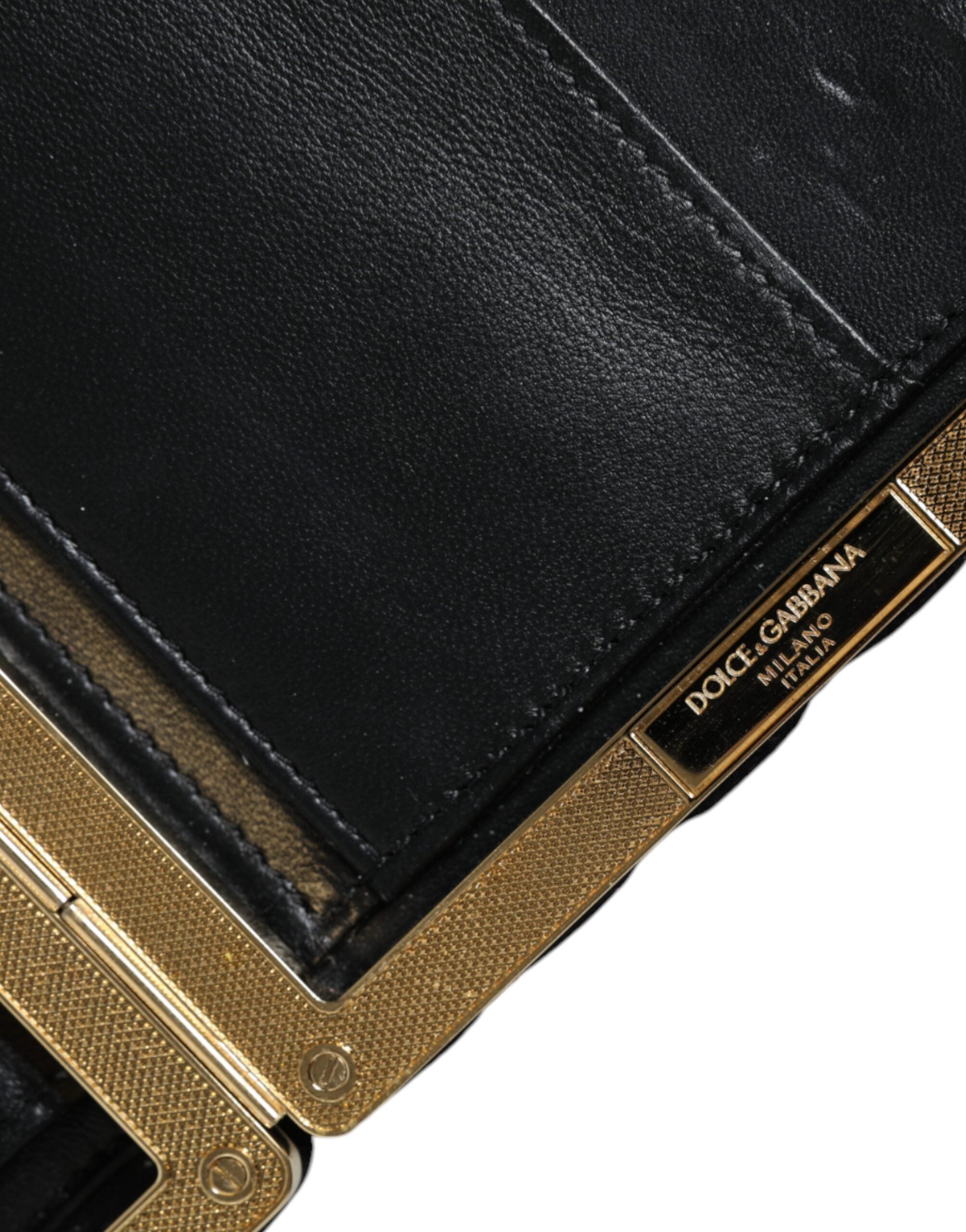 Dolce & Gabbana Bordeaux Black Velvet Gold Frame Clutch Evening Purse Bag - Lusso Punto
