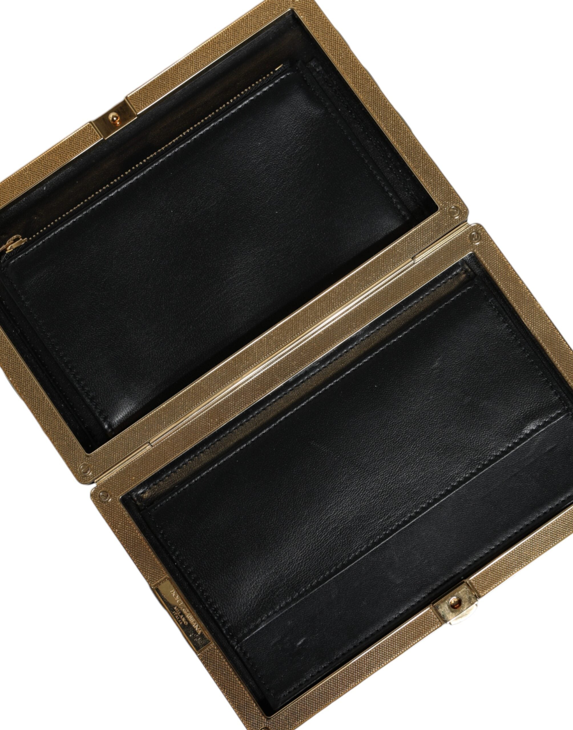 Dolce & Gabbana Bordeaux Black Velvet Gold Frame Clutch Evening Purse Bag - Lusso Punto