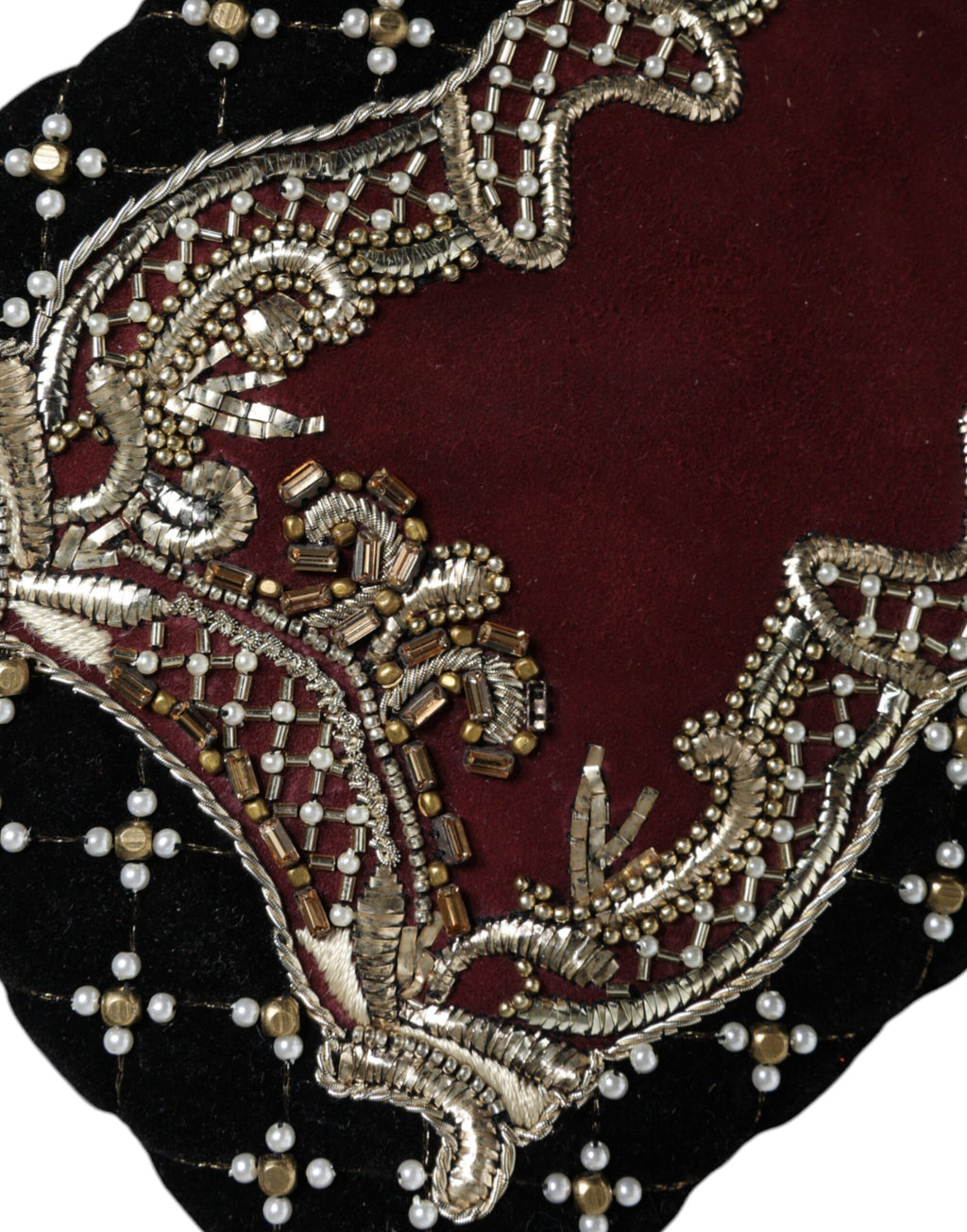 Dolce & Gabbana Bordeaux Black Velvet Gold Frame Clutch Evening Purse Bag - Lusso Punto