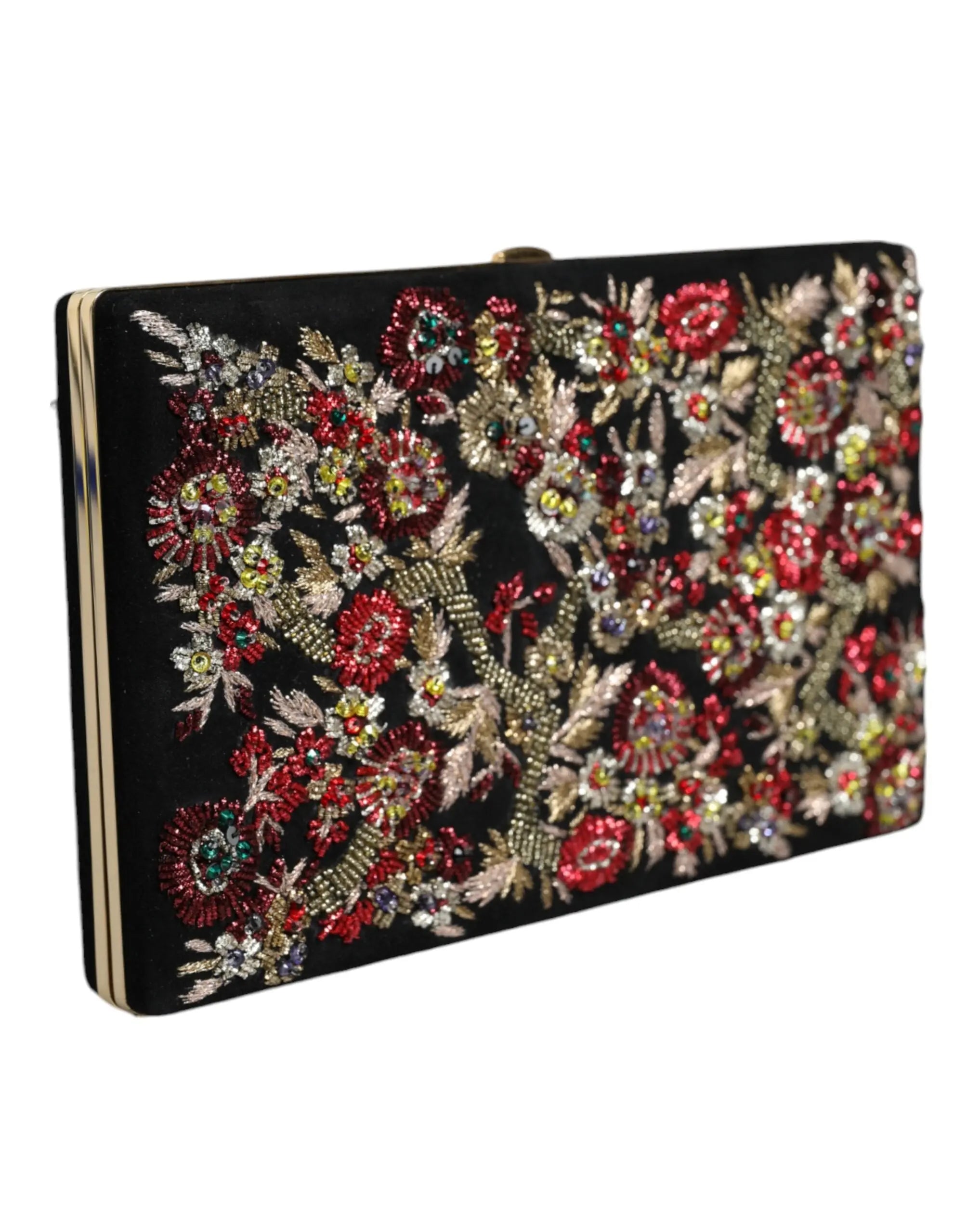 Dolce & Gabbana Multicolor Floral Gold Frame Clutch Evening Purse Bag - Lusso Punto