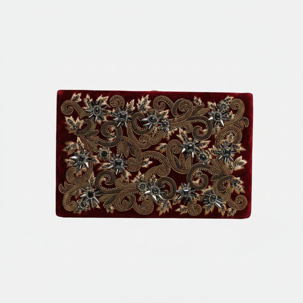Dolce & Gabbana Red Velvet Gold Frame Clutch Evening Party Purse Bag Dolce & Gabbana