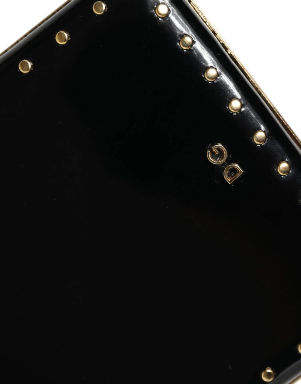 Dolce & Gabbana Black Leather Studs Gold Frame Clutch Evening Purse Bag Dolce & Gabbana