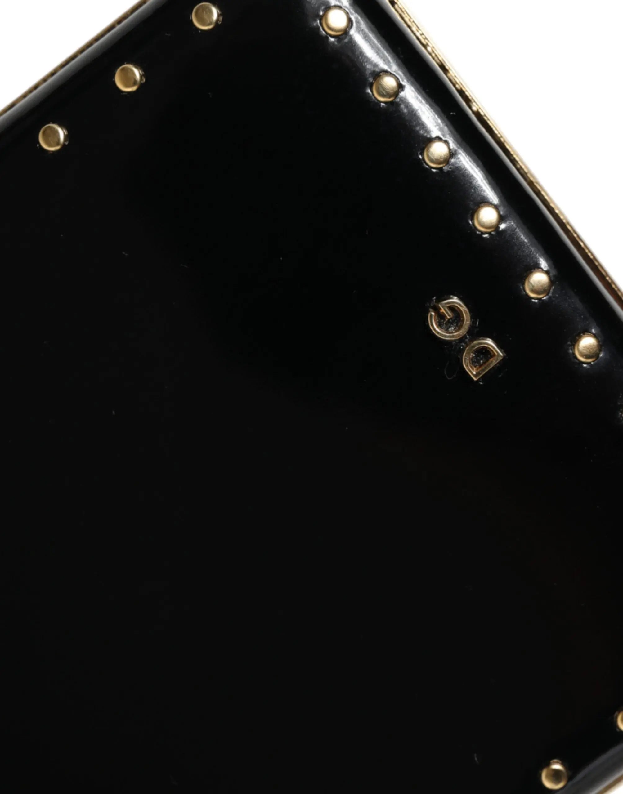 Dolce & Gabbana Black Leather Studs Gold Frame Clutch Evening Purse Bag Dolce & Gabbana