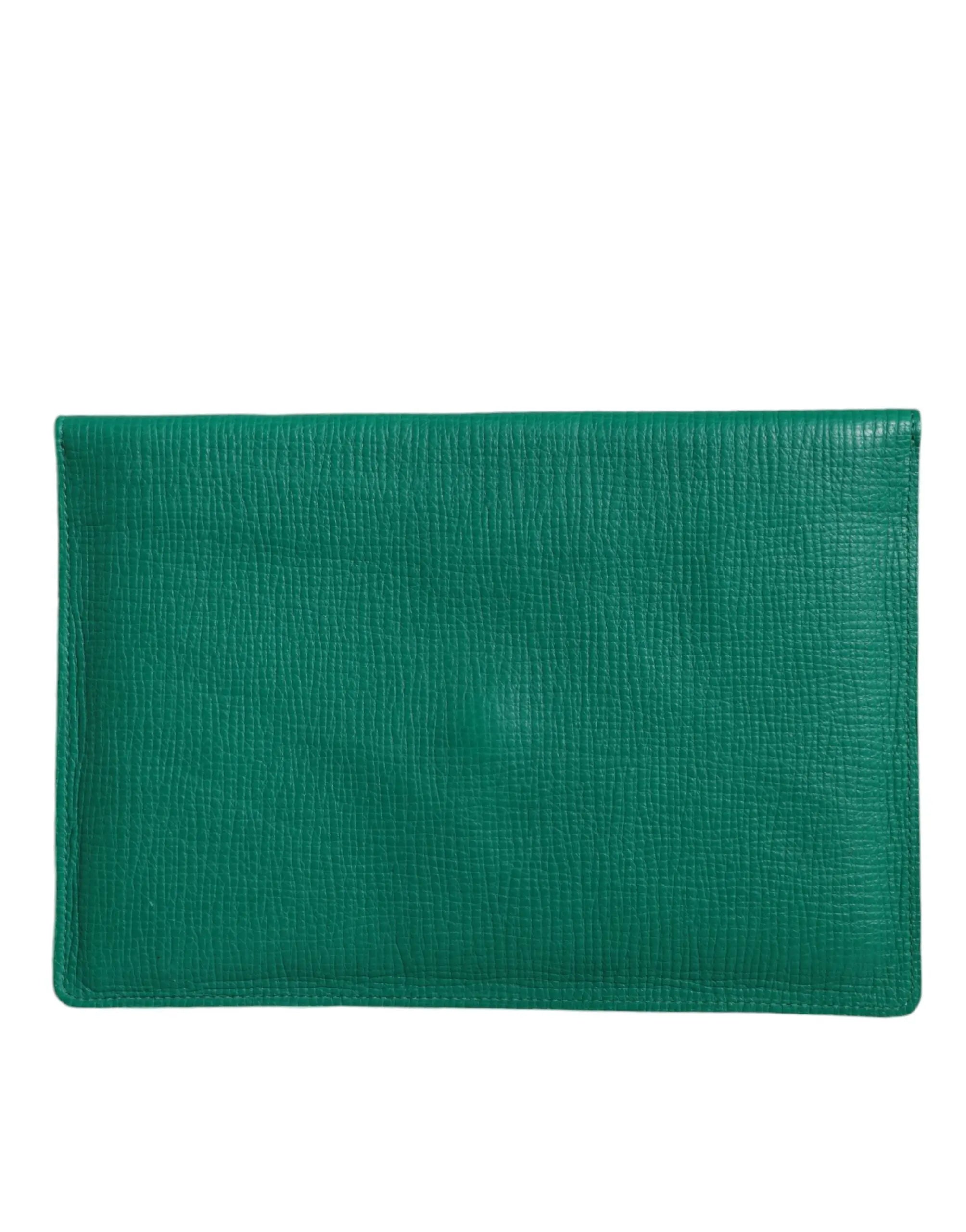 Dolce & Gabbana Green Leather Handbag Clutch Mini Purse Pouch Tablet Case Dolce & Gabbana