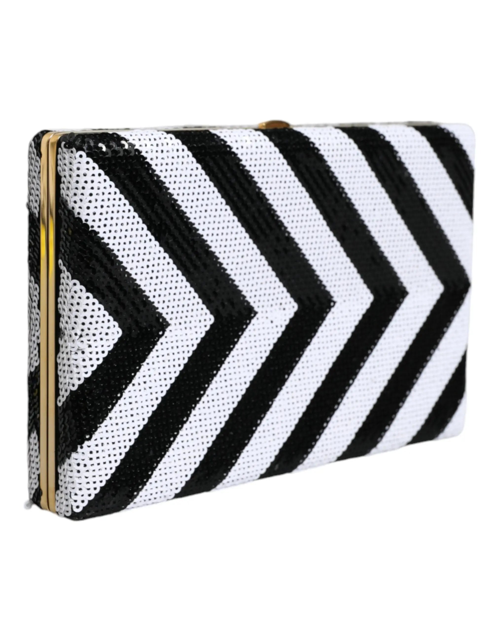 Dolce & Gabbana Black White Gold Frame Clutch Evening Party Purse Bag Dolce & Gabbana