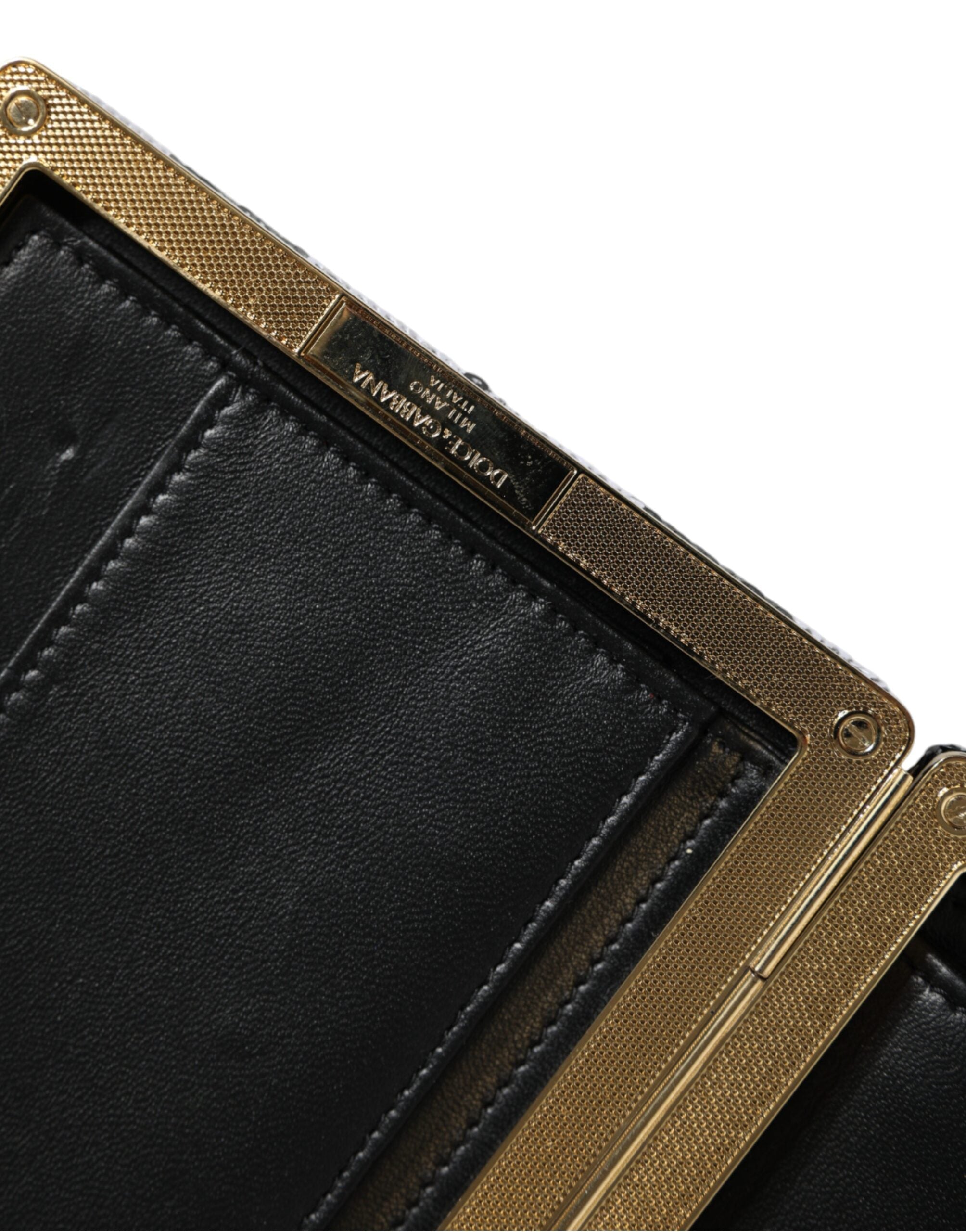 Dolce & Gabbana Black & White Gold Frame Clutch Evening Bag Dolce & Gabbana