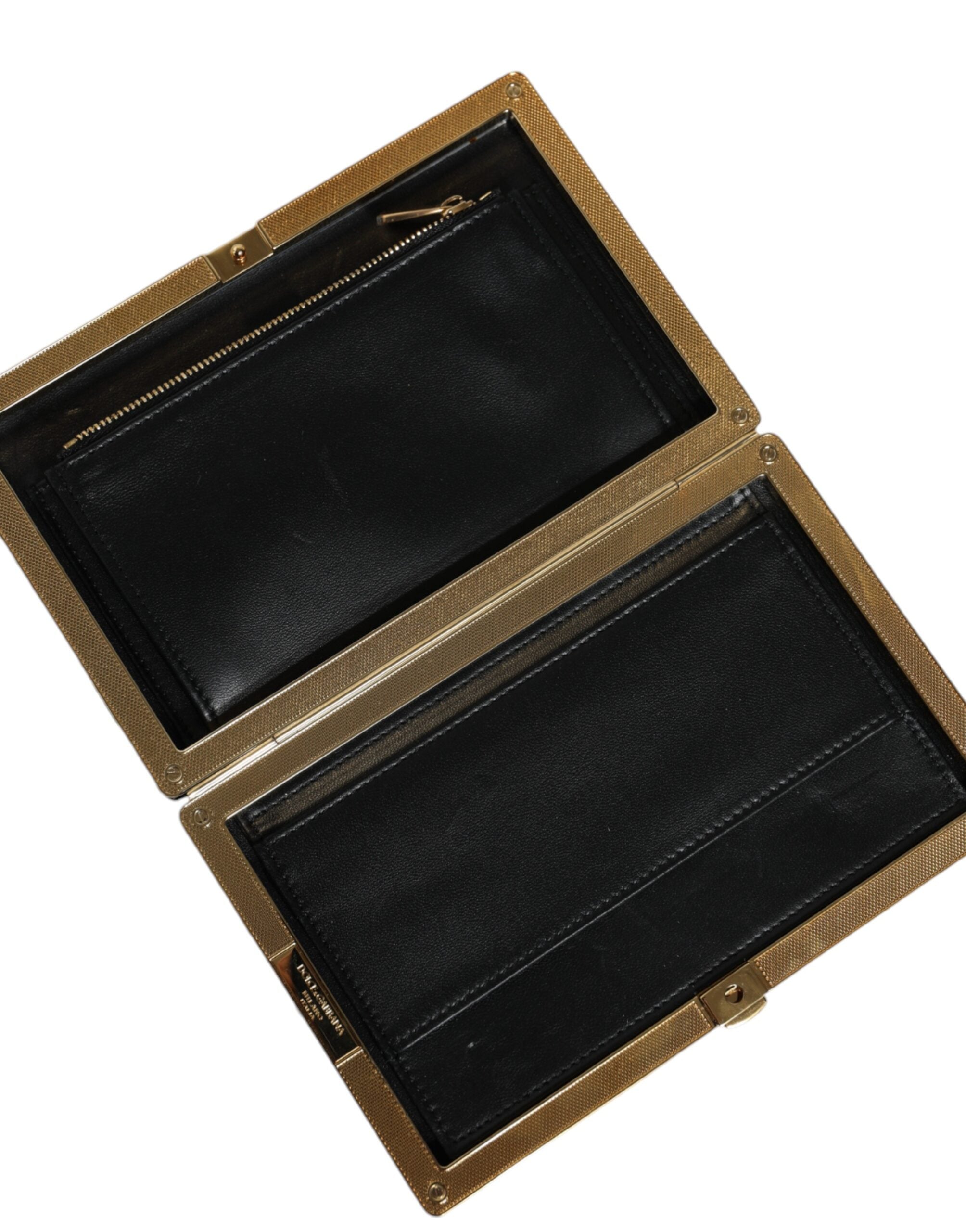 Dolce & Gabbana Black & White Gold Frame Clutch Evening Bag Dolce & Gabbana