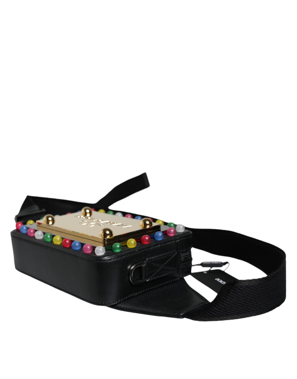Dolce & Gabbana Black Leather LED Logo Belt Waist Bag Dolce & Gabbana