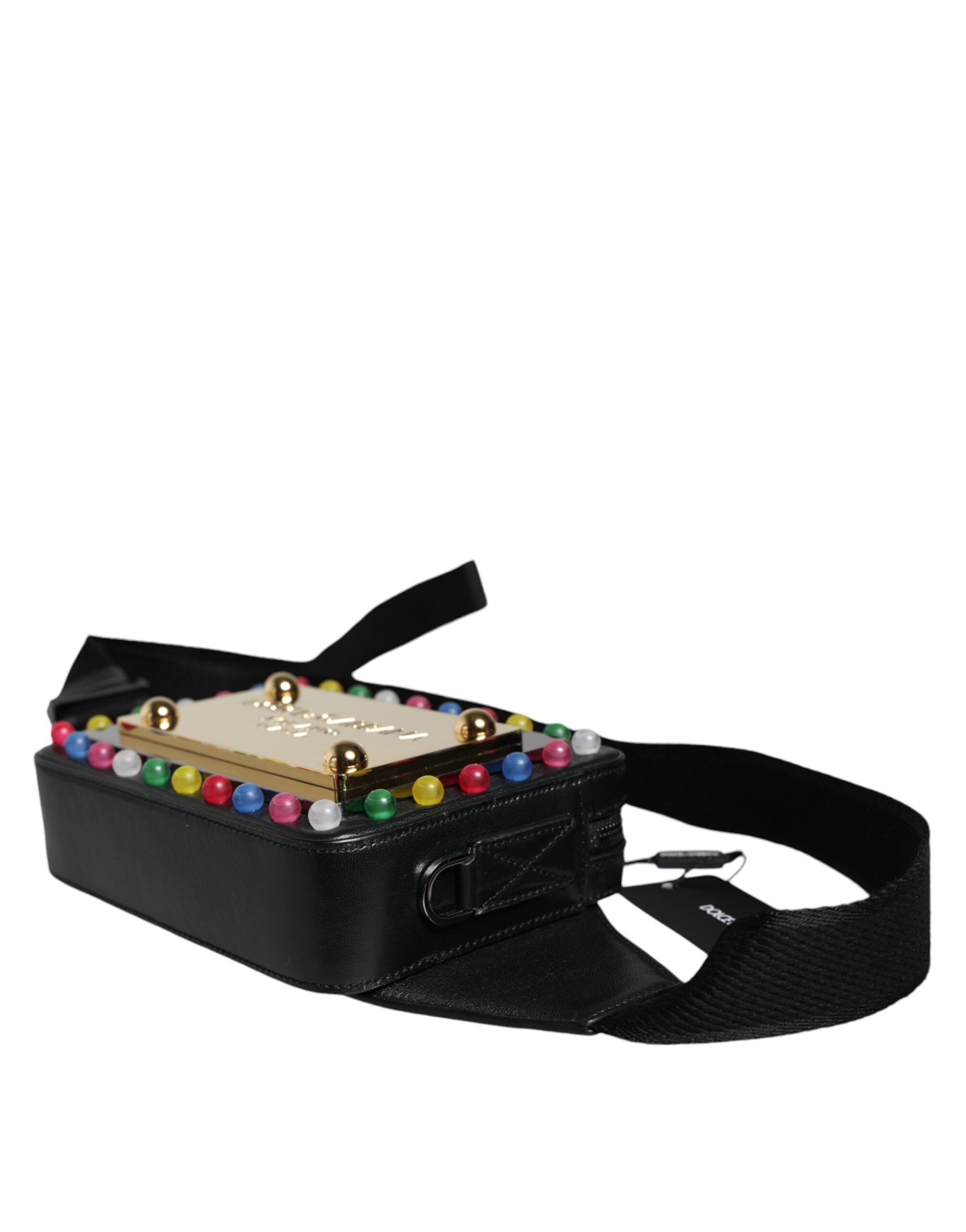 Dolce & Gabbana Black Leather LED Logo Belt Waist Bag Dolce & Gabbana