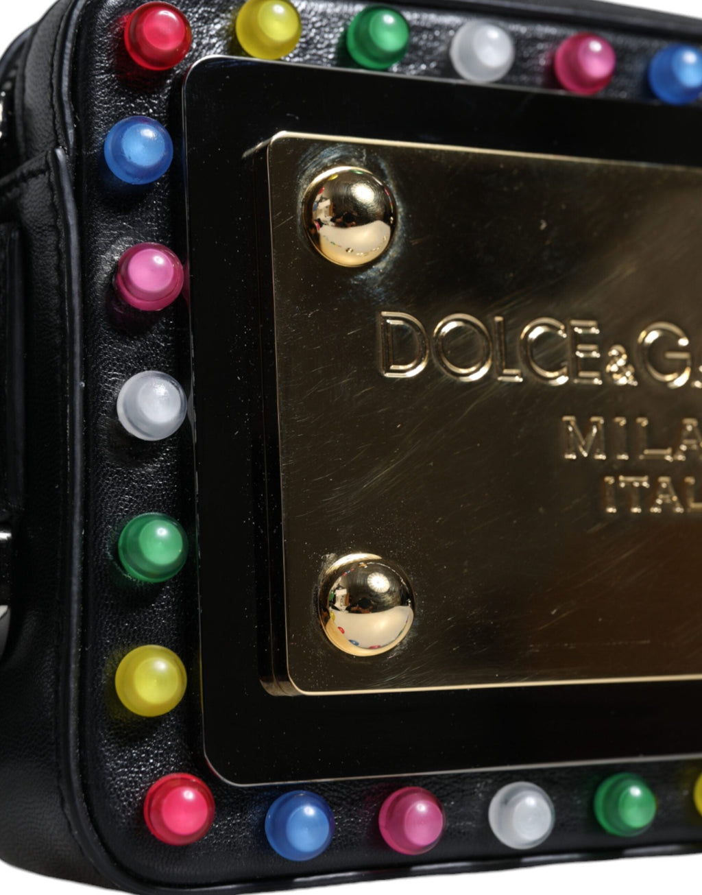 Dolce & Gabbana Black Leather LED Logo Belt Waist Bag Dolce & Gabbana