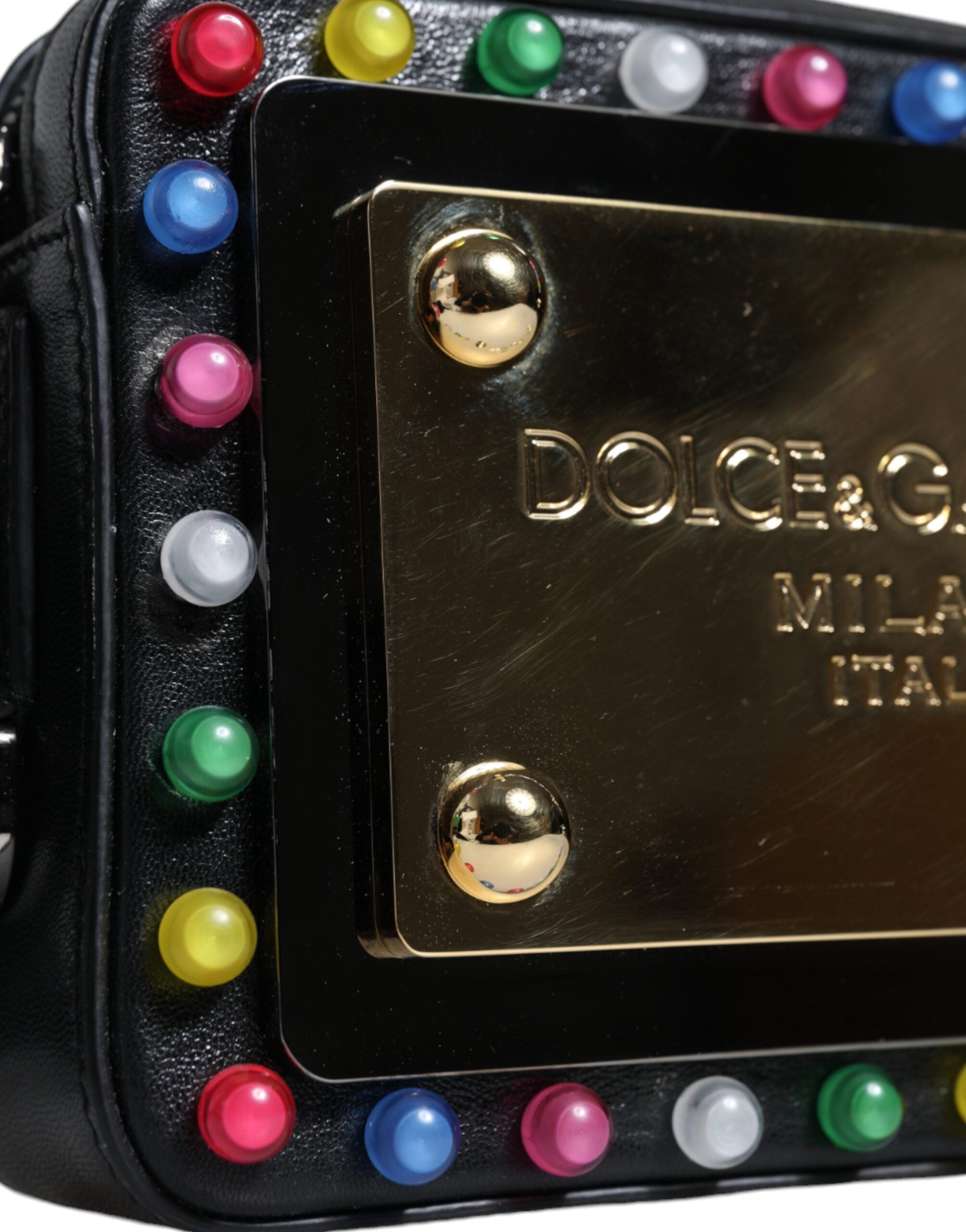 Dolce & Gabbana Black Leather LED Logo Belt Waist Bag Dolce & Gabbana