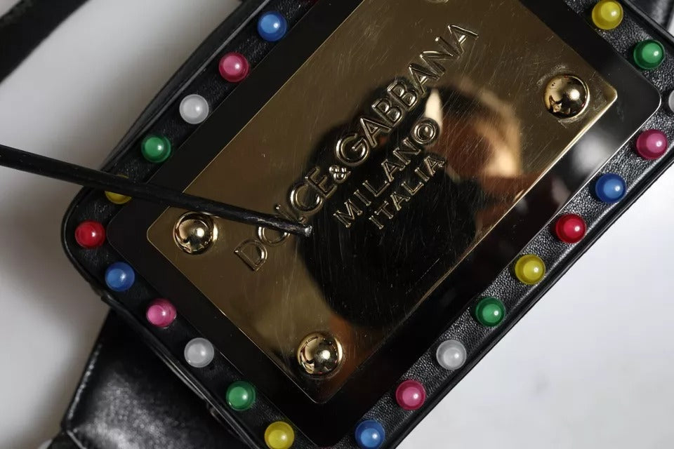Dolce & Gabbana Black Leather LED Logo Belt Waist Bag Dolce & Gabbana