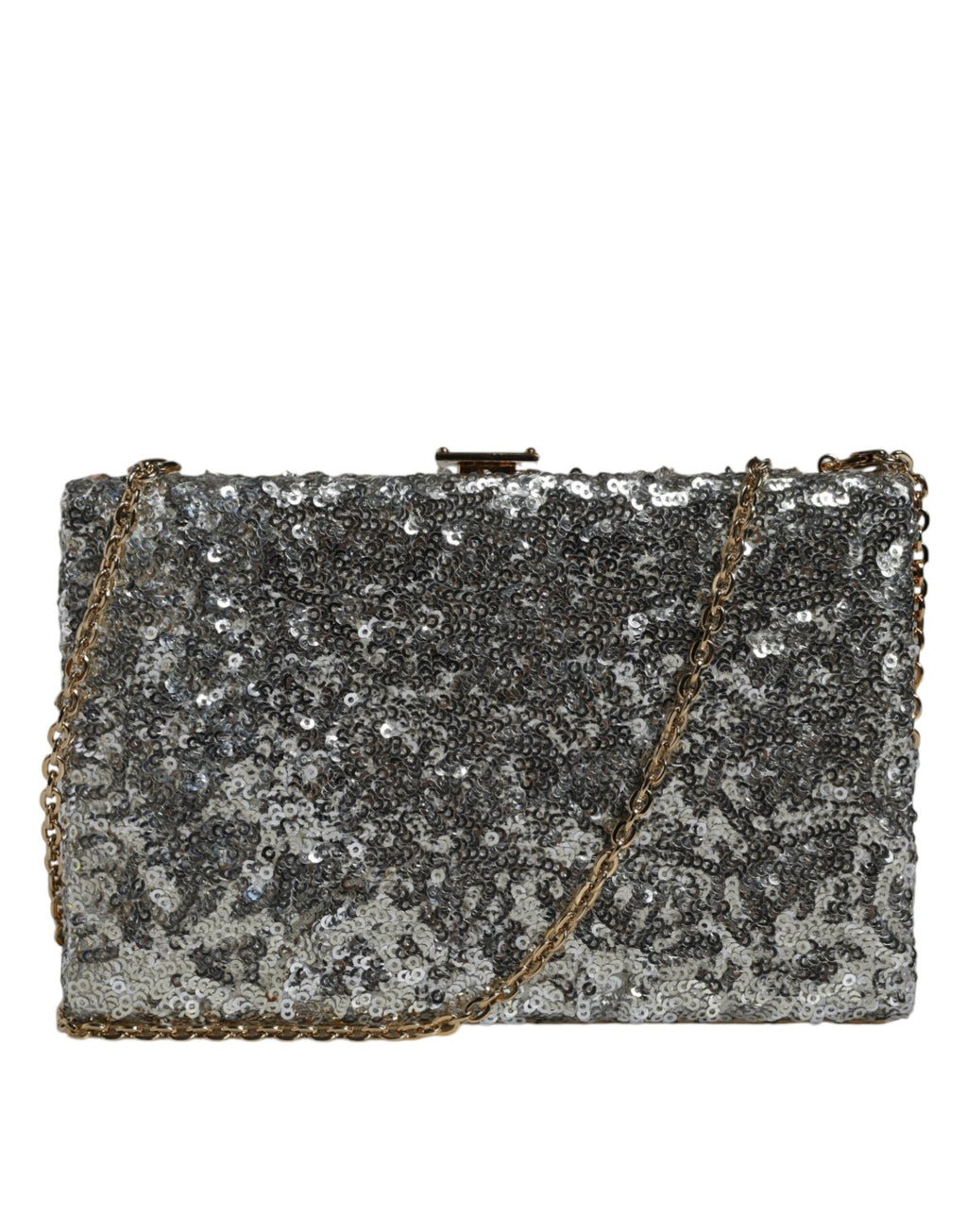 Dolce & Gabbana Silver Sequined Clutch Evening Crossbody Bag Dolce & Gabbana