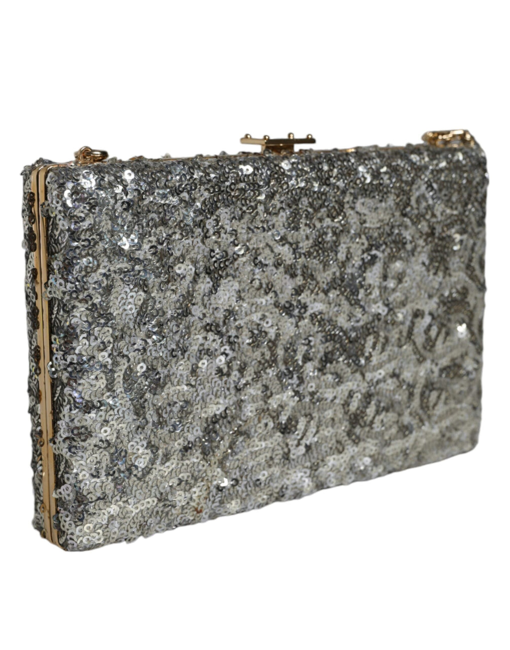 Dolce & Gabbana Silver Sequined Clutch Evening Crossbody Bag Dolce & Gabbana
