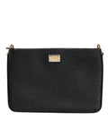 Dolce & Gabbana Black Grain Leather Logo Plaque Clutch Bag Dolce & Gabbana