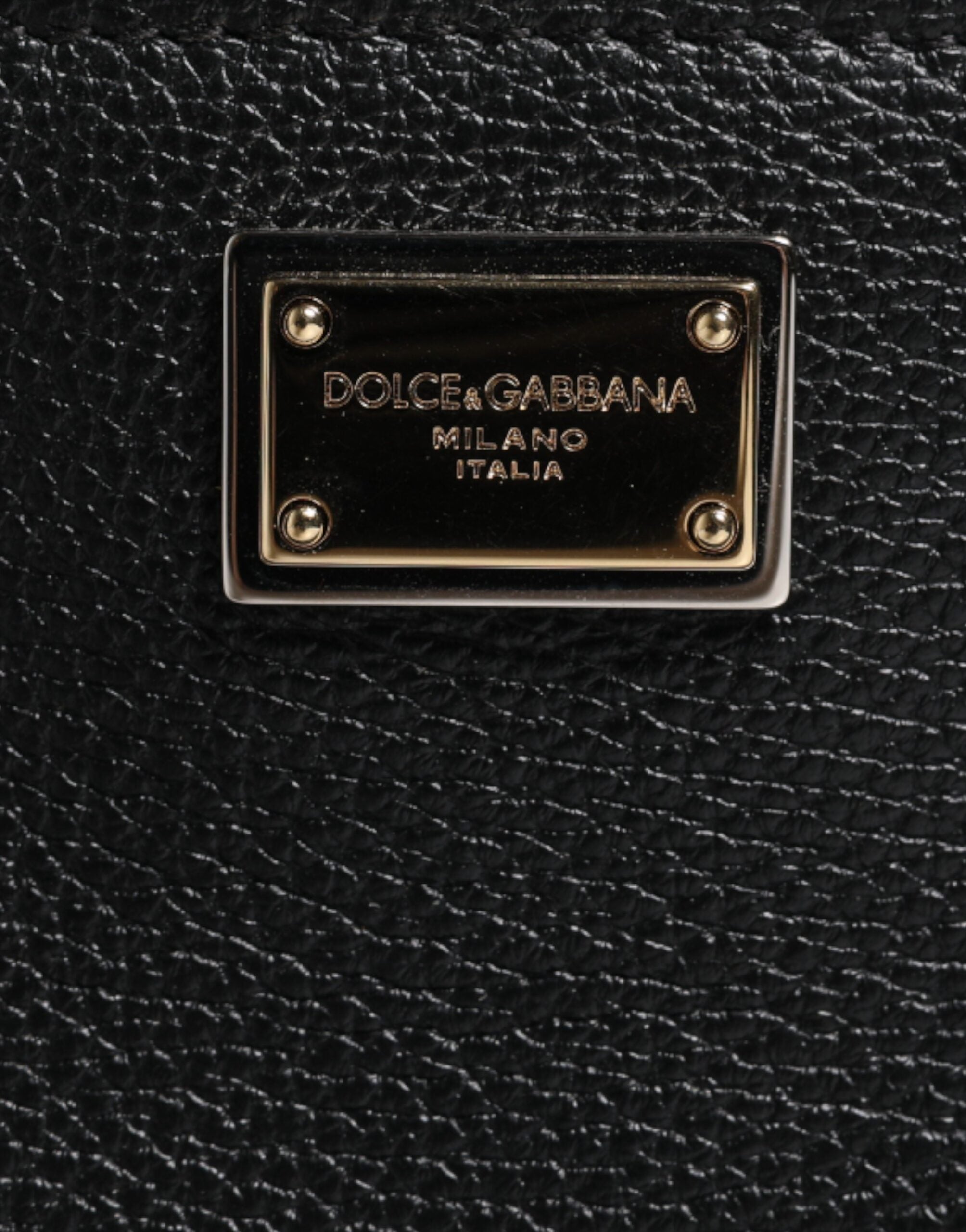 Dolce & Gabbana Black Grain Leather Logo Plaque Clutch Bag Dolce & Gabbana