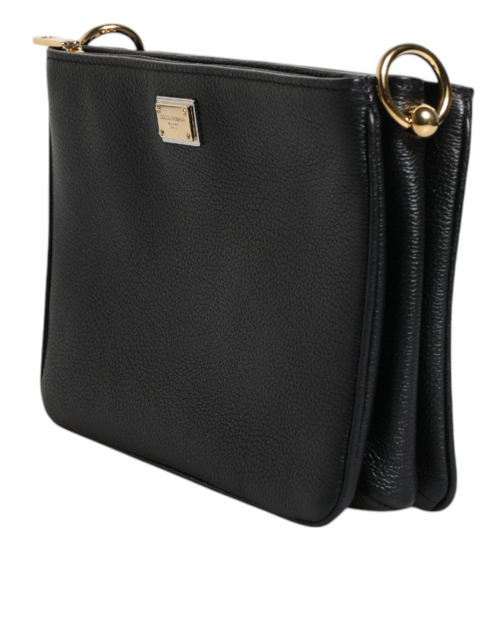 Dolce & Gabbana Black Grain Leather Logo Plaque Clutch Bag Dolce & Gabbana