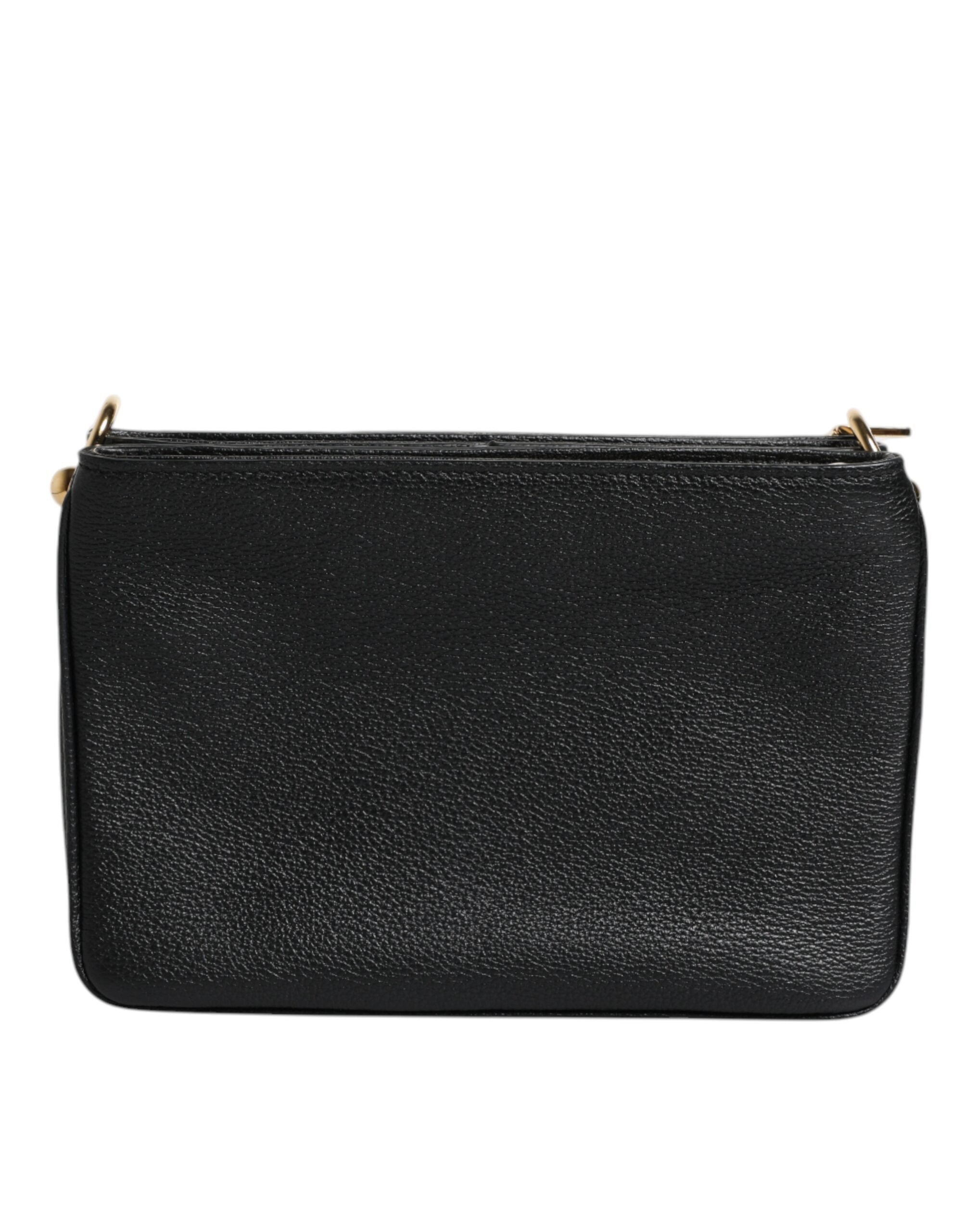 Dolce & Gabbana Black Grain Leather Logo Plaque Clutch Bag Dolce & Gabbana