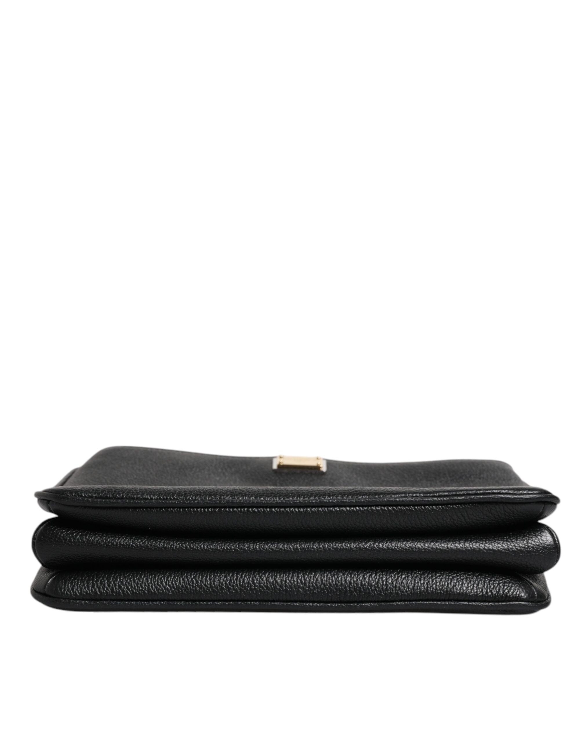 Dolce & Gabbana Black Grain Leather Logo Plaque Clutch Bag Dolce & Gabbana