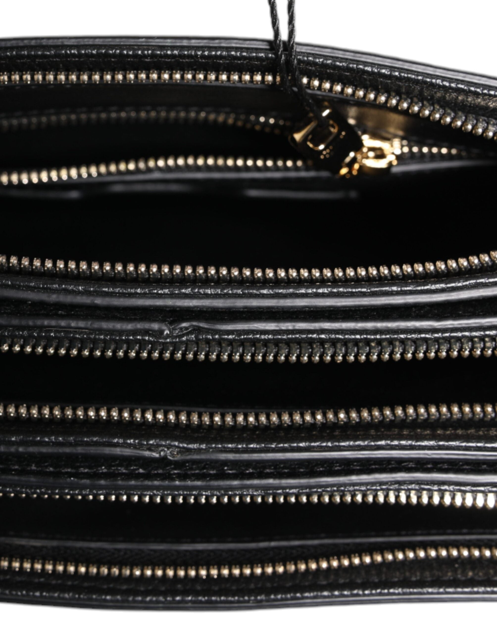 Dolce & Gabbana Black Grain Leather Logo Plaque Clutch Bag Dolce & Gabbana