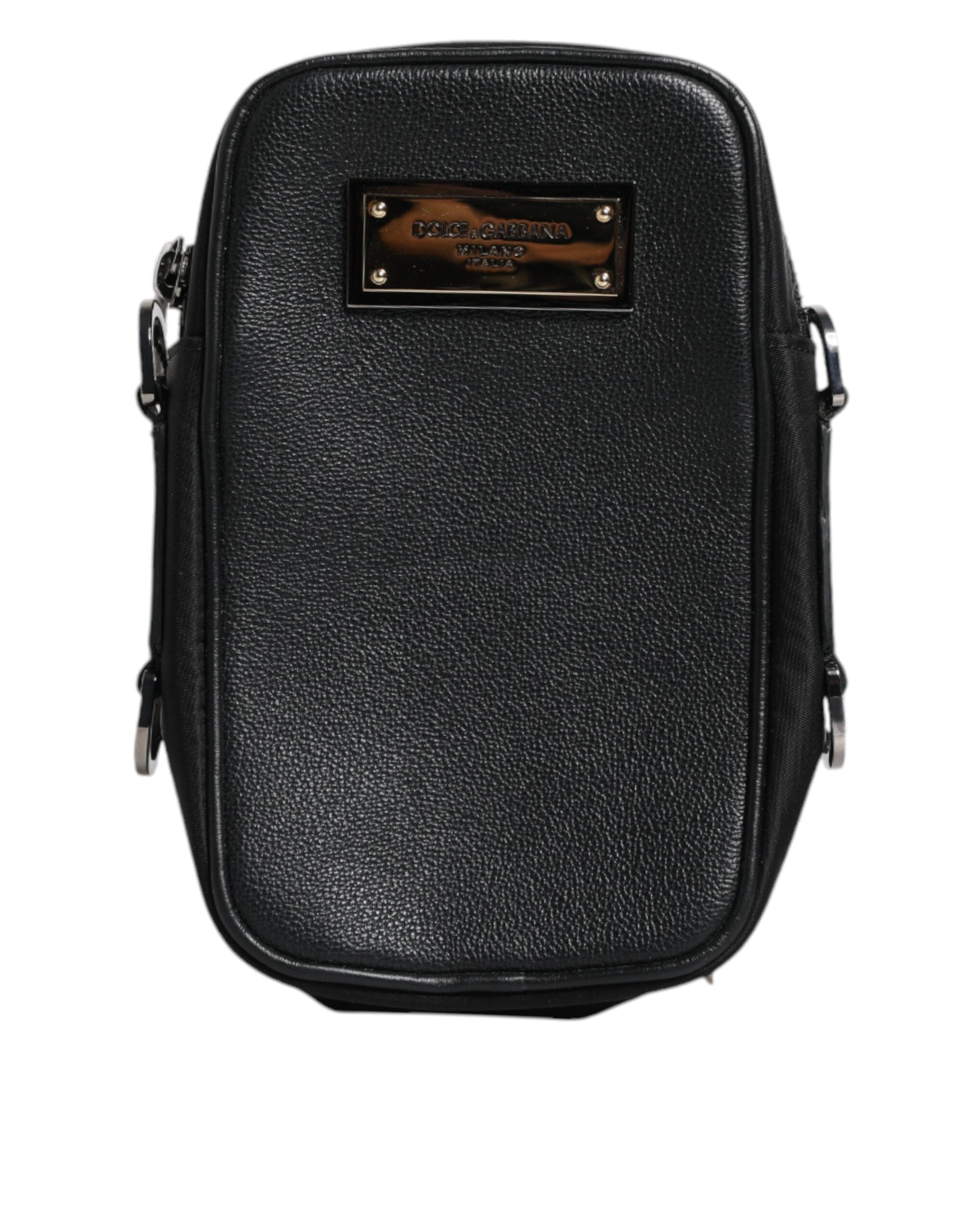 Dolce & Gabbana Black Grain Leather Logo Plaque Clutch Bag II Dolce & Gabbana