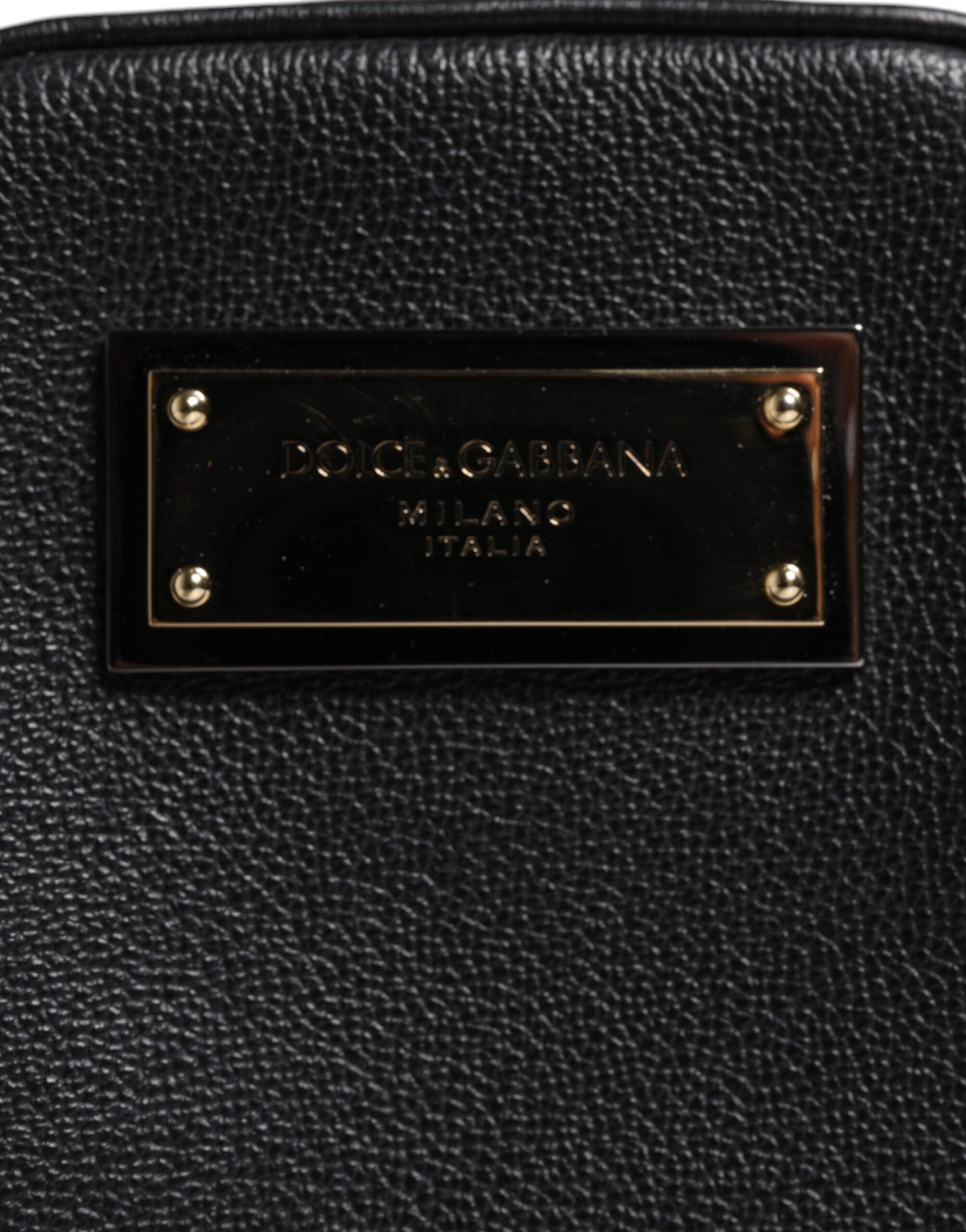 Dolce & Gabbana Black Grain Leather Logo Plaque Clutch Bag II Dolce & Gabbana