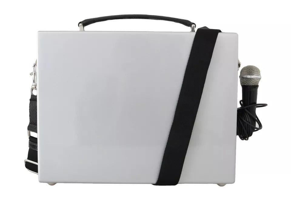 Dolce & Gabbana Silver Retro Radio Boombox Limited Edition Handmade Wood Bag Dolce & Gabbana