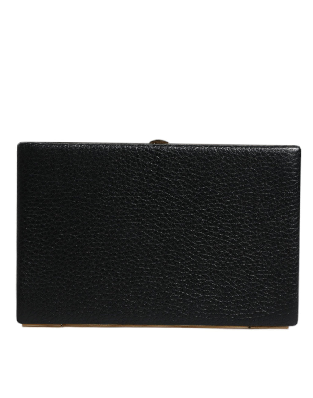 Dolce & Gabbana Black Leather Gold Frame Clutch Evening Bag Dolce & Gabbana