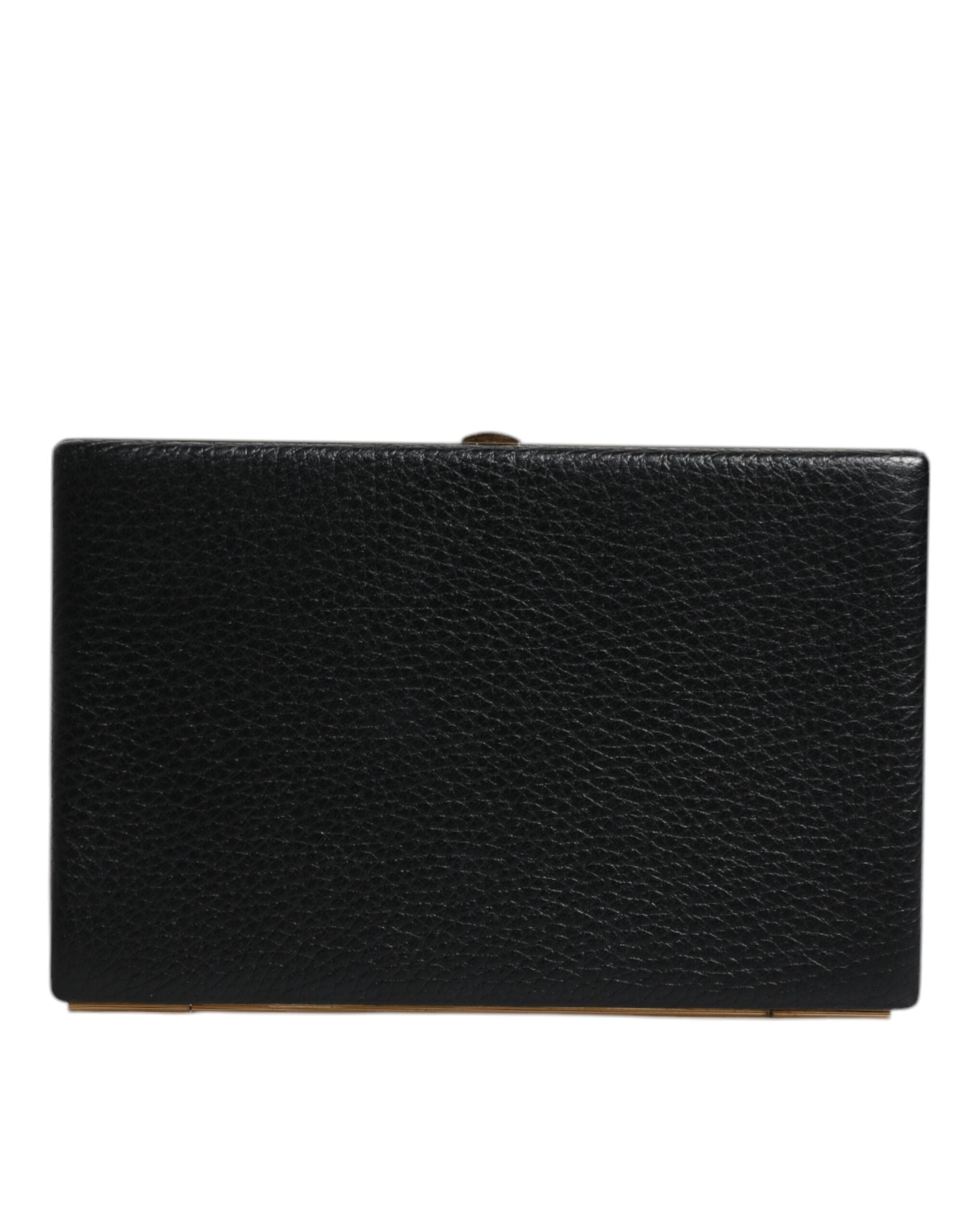 Dolce & Gabbana Black Leather Gold Frame Clutch Evening Bag Dolce & Gabbana