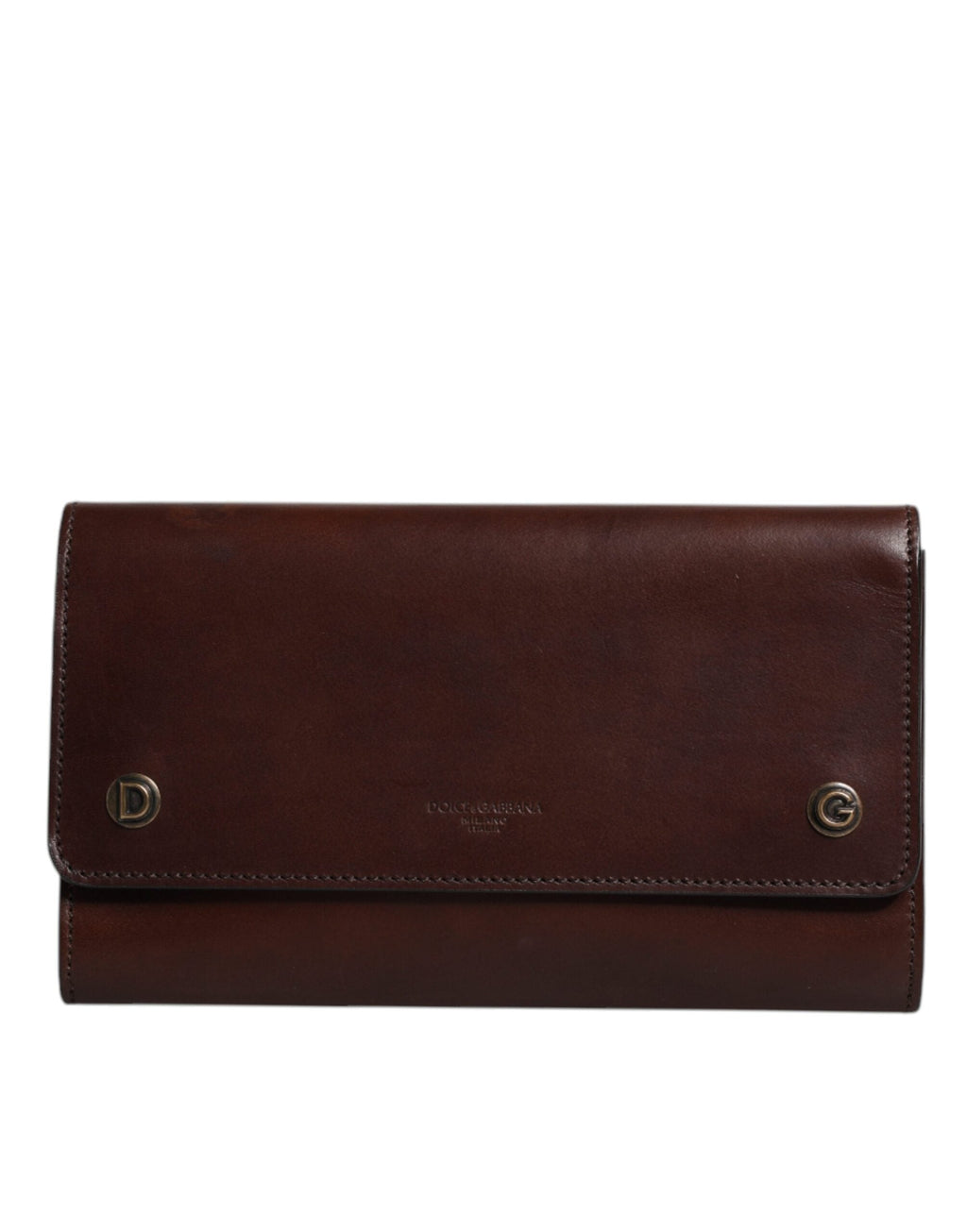 Dolce & Gabbana Brown Leather Logo Embossed Crossbody Bag Dolce & Gabbana
