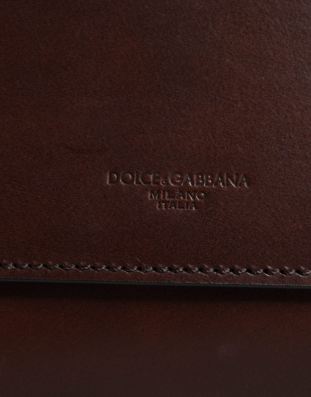 Dolce & Gabbana Brown Leather Logo Embossed Crossbody Bag Dolce & Gabbana