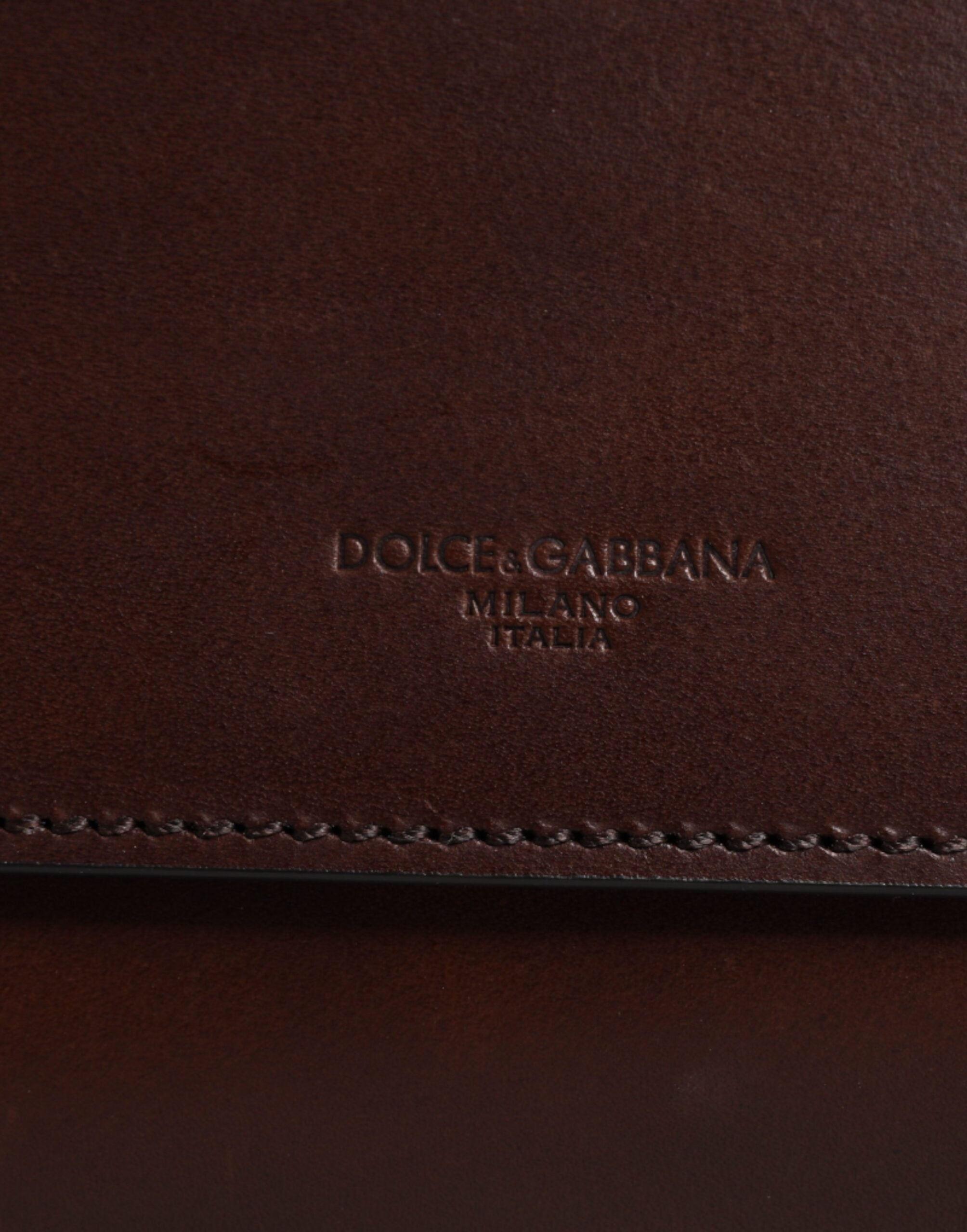 Dolce & Gabbana Brown Leather Logo Embossed Crossbody Bag Dolce & Gabbana
