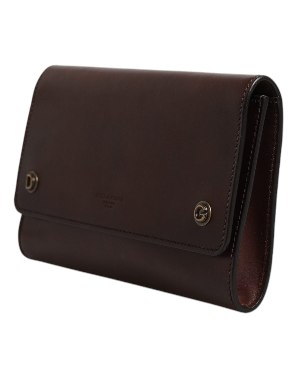 Dolce & Gabbana Brown Leather Logo Embossed Crossbody Bag Dolce & Gabbana